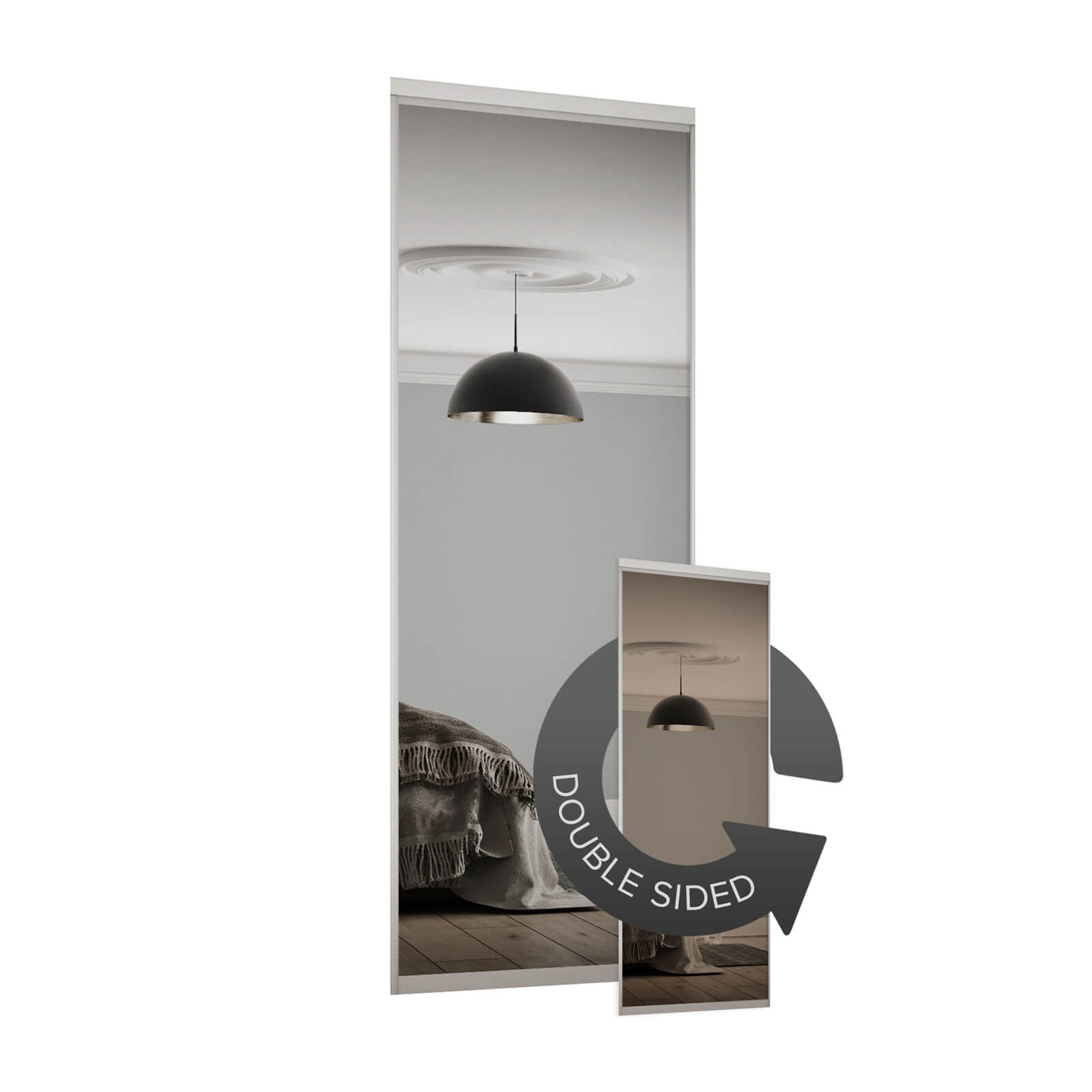 Photo of Duo Sliding Wardrobe Door Bronze Mirror / Silver Mirror With Aluminium Frame -w-762mm