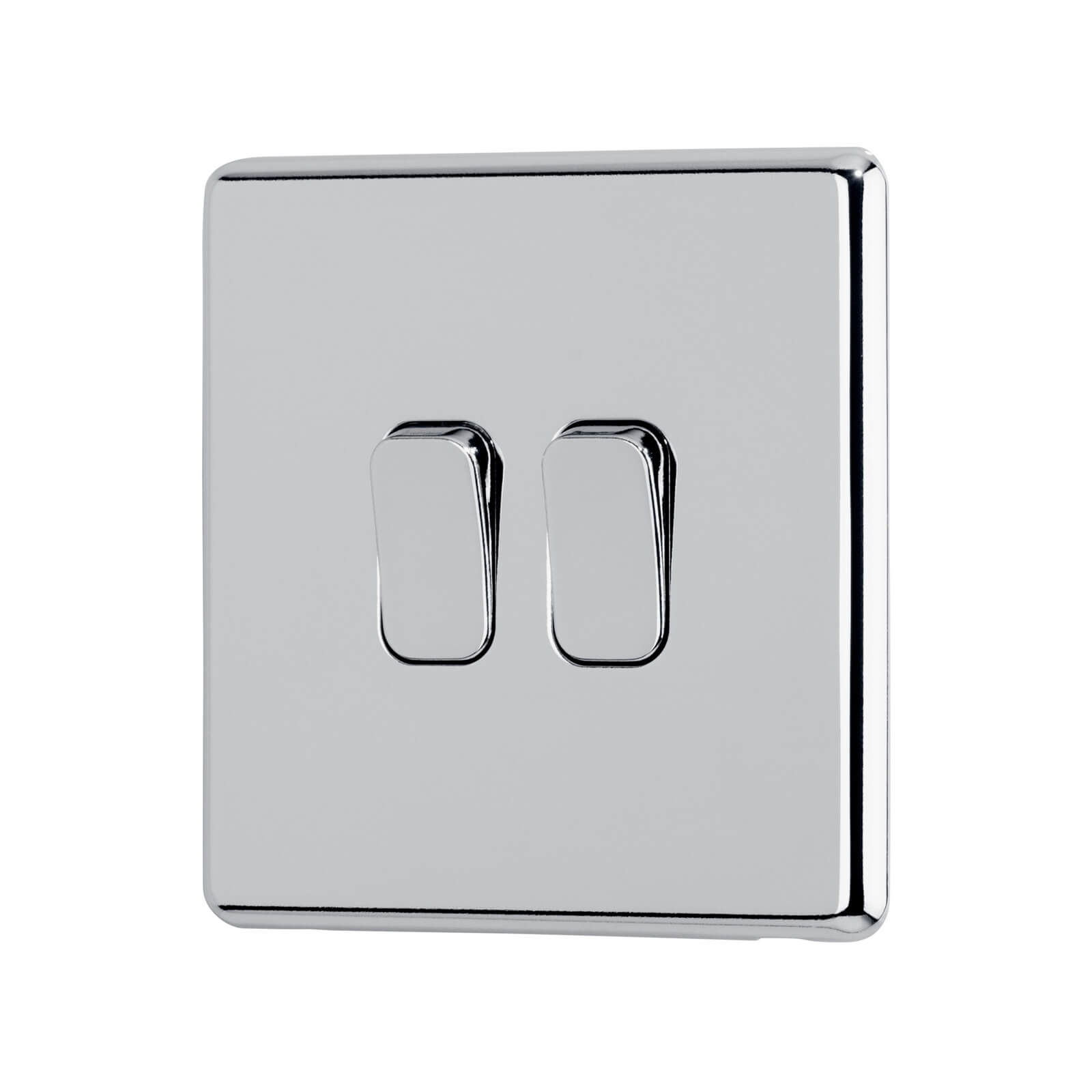 Photo of Arlec Fusion 10a 2gang 2way Polished Chrome Double Light Switch