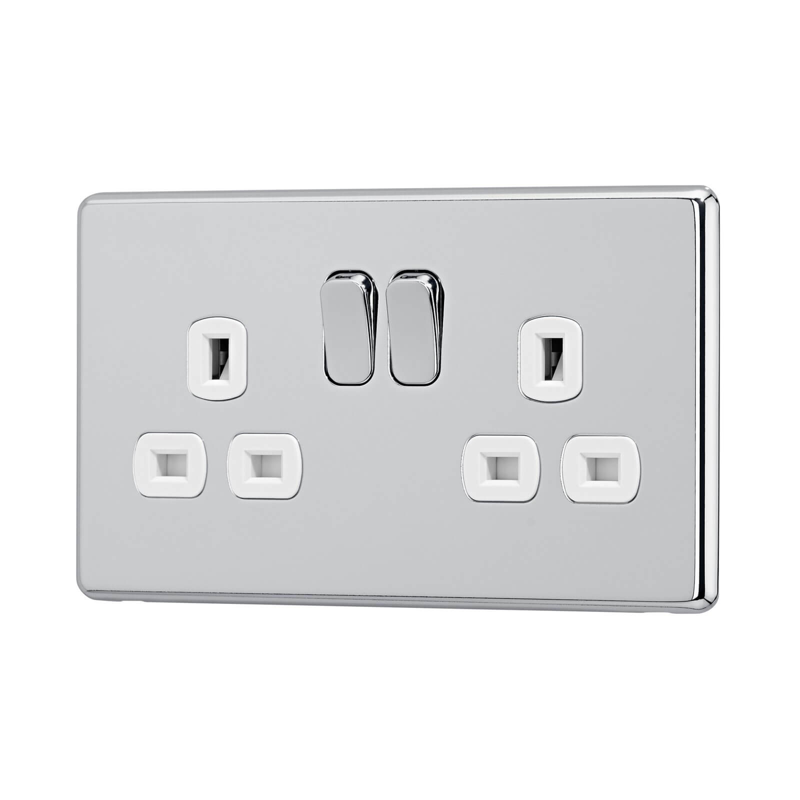 Photo of Arlec Fusion 13a 2 Gang Polished Chrome Double Switched Socket