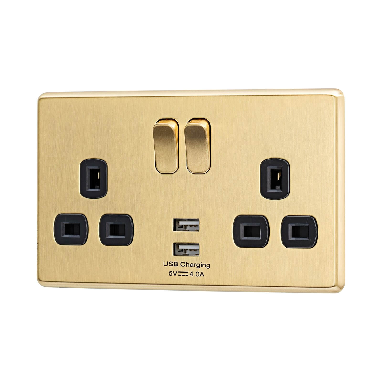 Photo of Arlec Fusion 13a 2 Gang Gold Double Switched Socket With 2x4a Usb