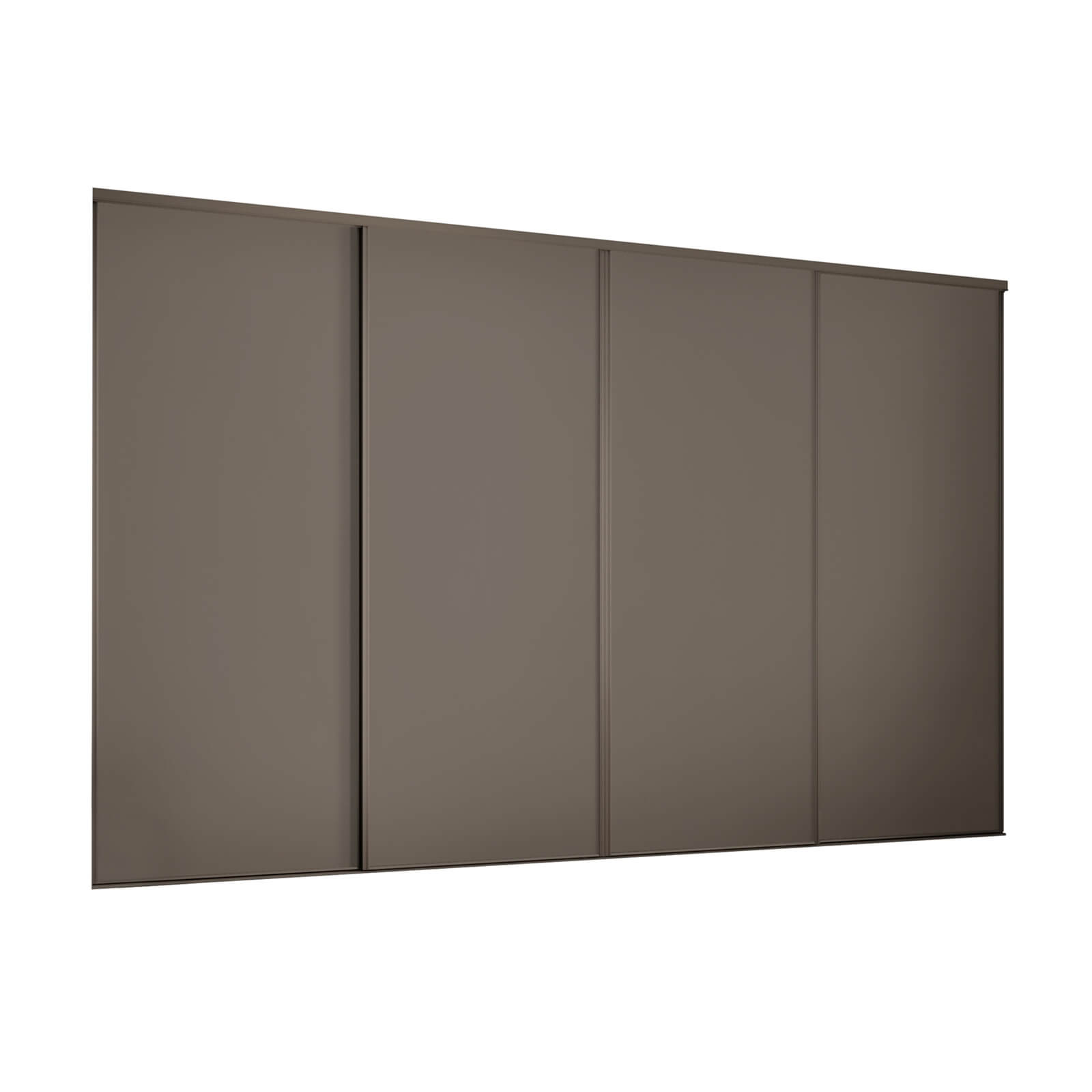 Photo of Classic 4 Door Sliding Wardrobe Kit Stone Grey Panel -w-2370 X -h-2260mm