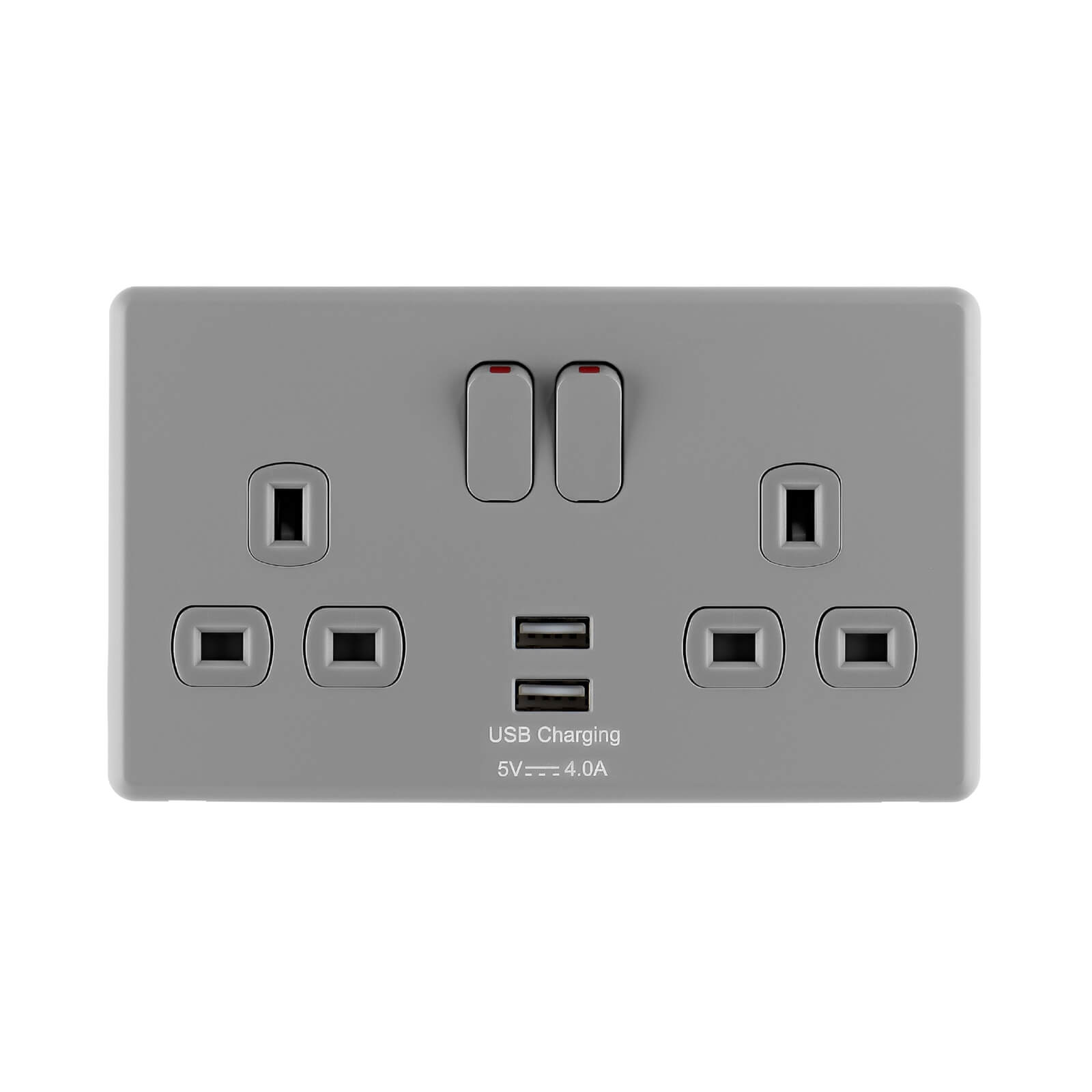 Arlec Rocker Stone Grey Double USB Socket 2 x 4A USB