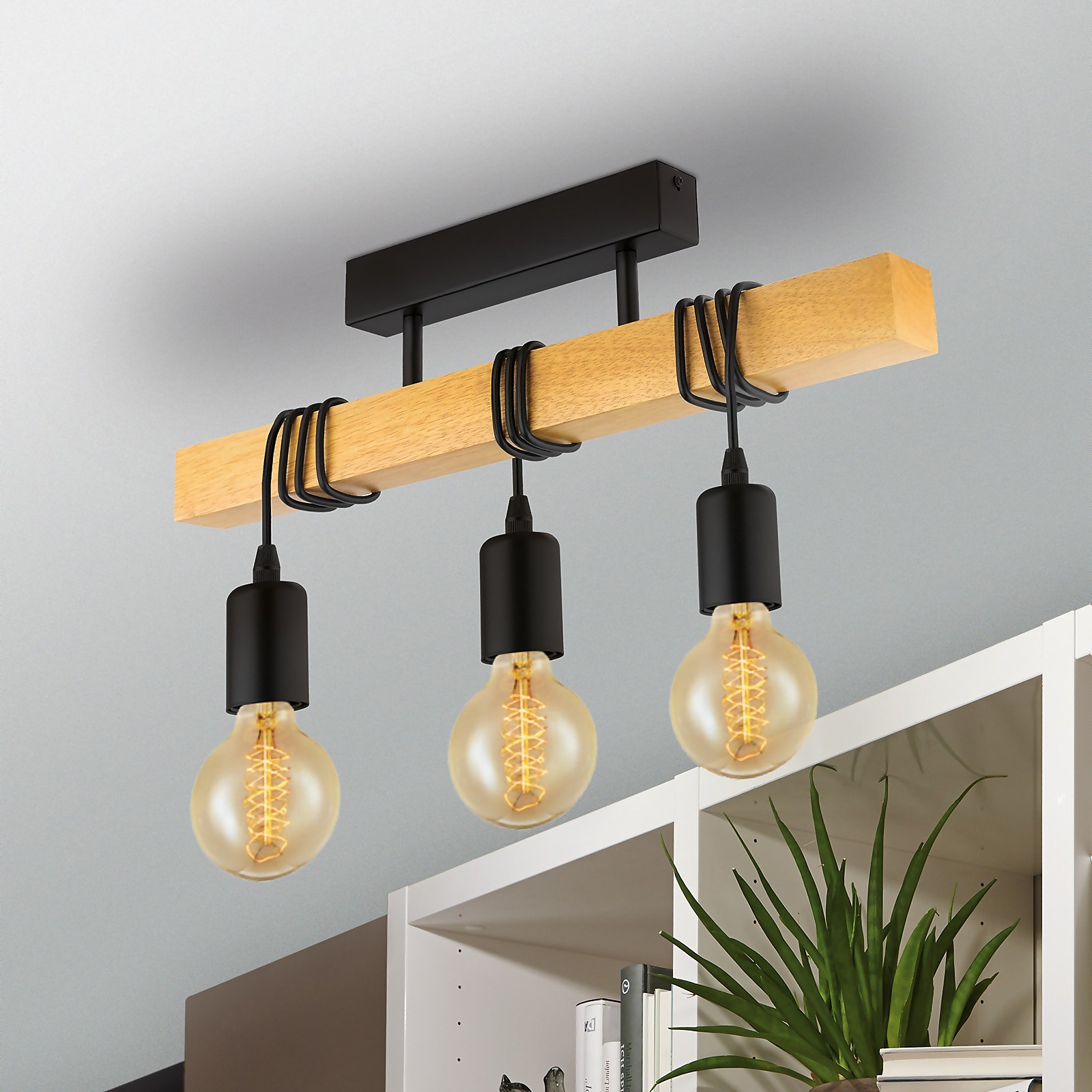 Photo of Eglo Townshend Flush Light - Black & Brown