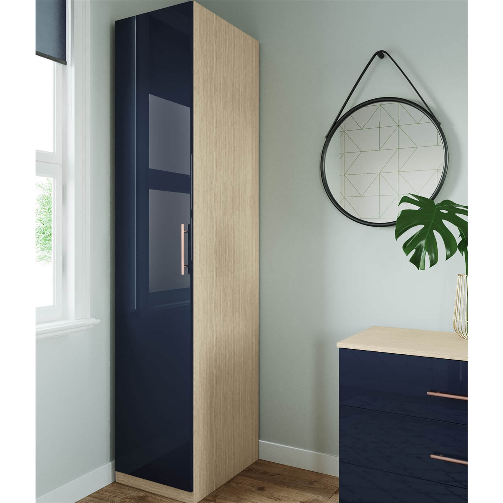 Photo of Fitted Bedroom Slab Single Wardrobe - Navy Blue