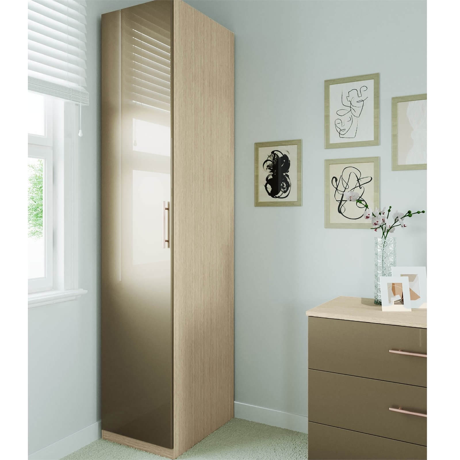Photo of Fitted Bedroom Slab Single Wardrobe - Champagne