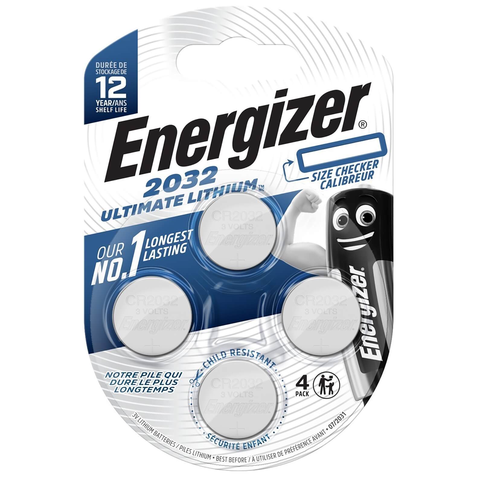 Energizer CR2032 Ultimate Lithium Coin Battery - 4 Pack