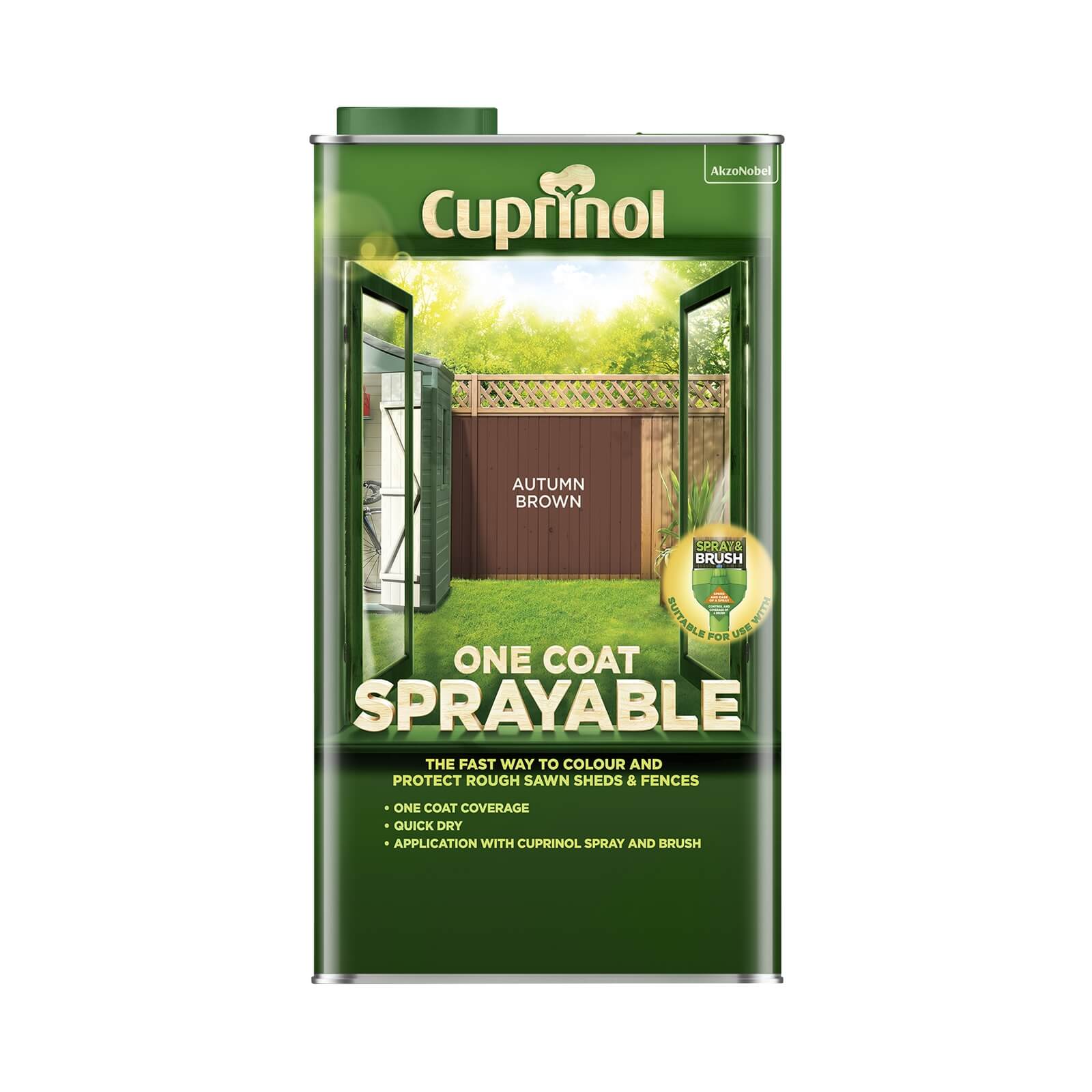 Photo of Cuprinol One Coat Sprayable Shed & Fence Paint - Autumn Brown - 5l