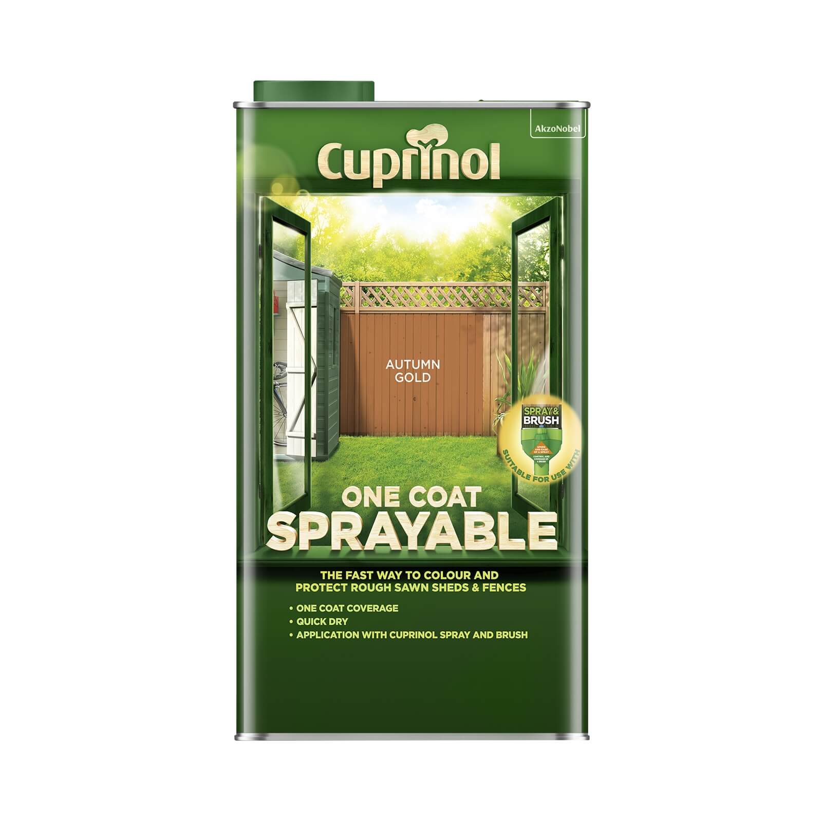 Photo of Cuprinol One Coat Sprayable Shed & Fence Paint - Autumn Gold - 5l