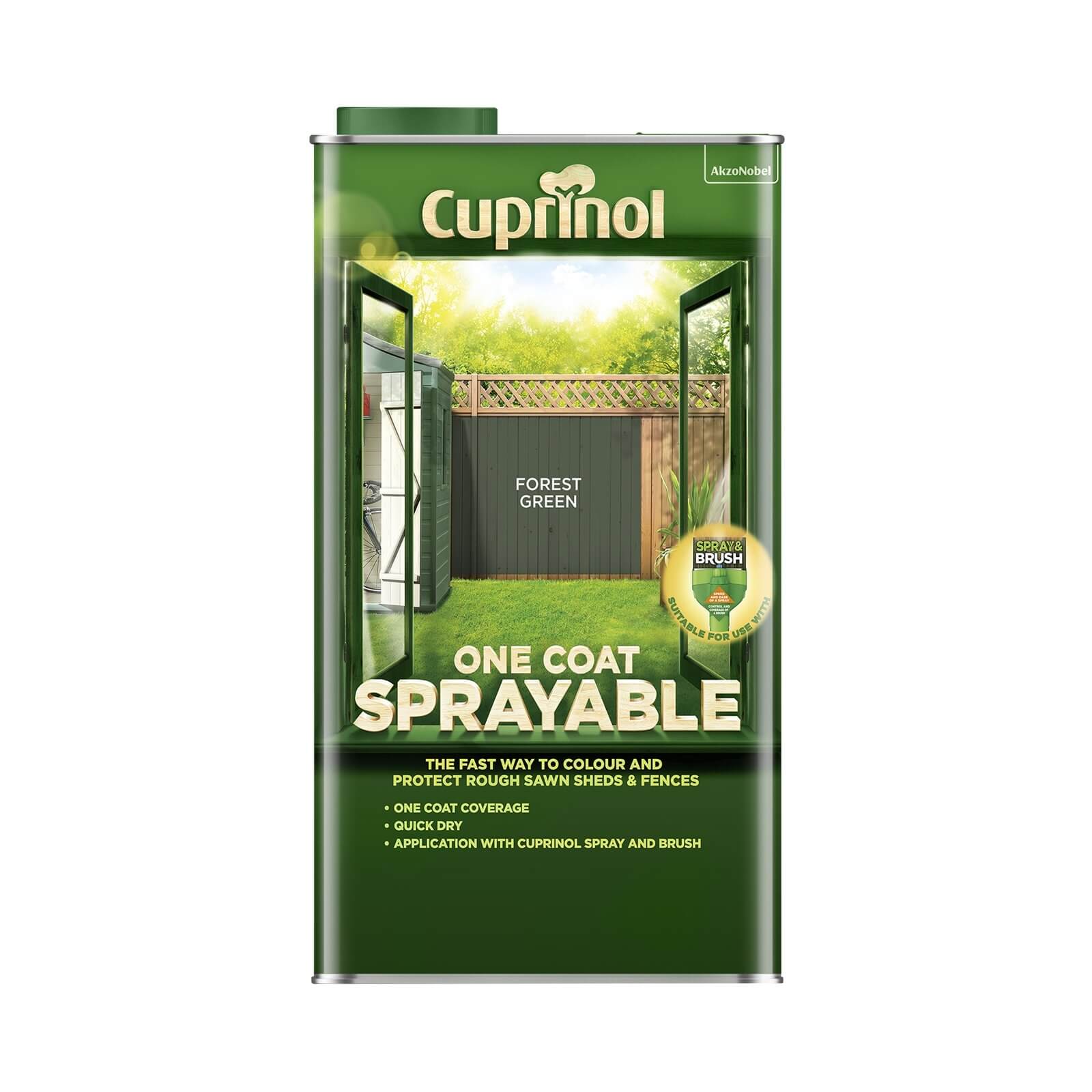 Cuprinol One Coat Sprayable Shed & Fence Paint Paint Forest Green - 5L