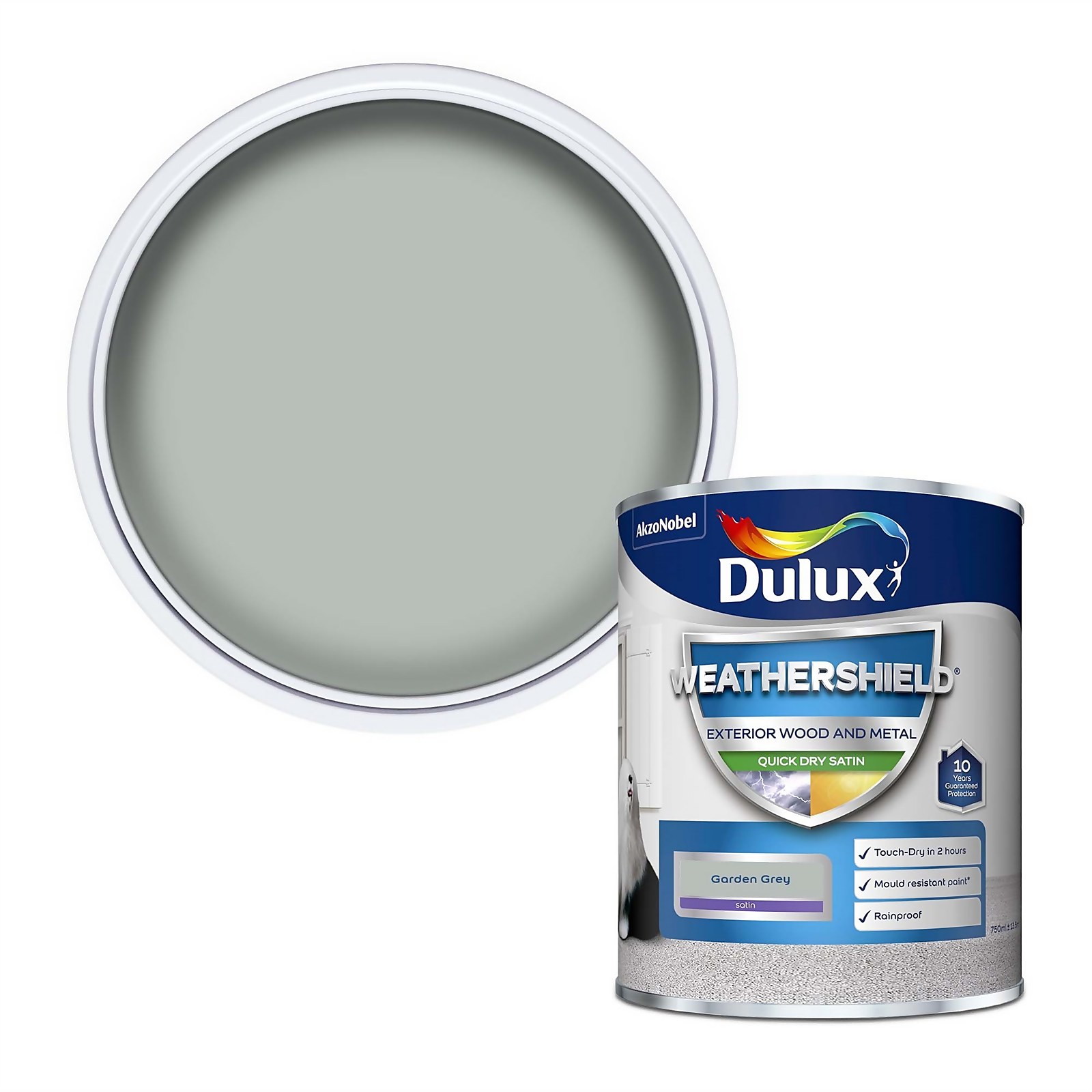 Photo of Dulux Weathershield Quick Dry Satin Paint - Garden Grey - 750ml
