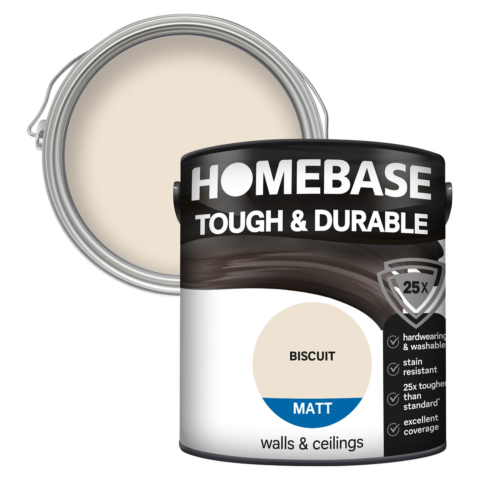 Photo of Homebase Tough & Durable Matt Paint - Biscuit 2.5l