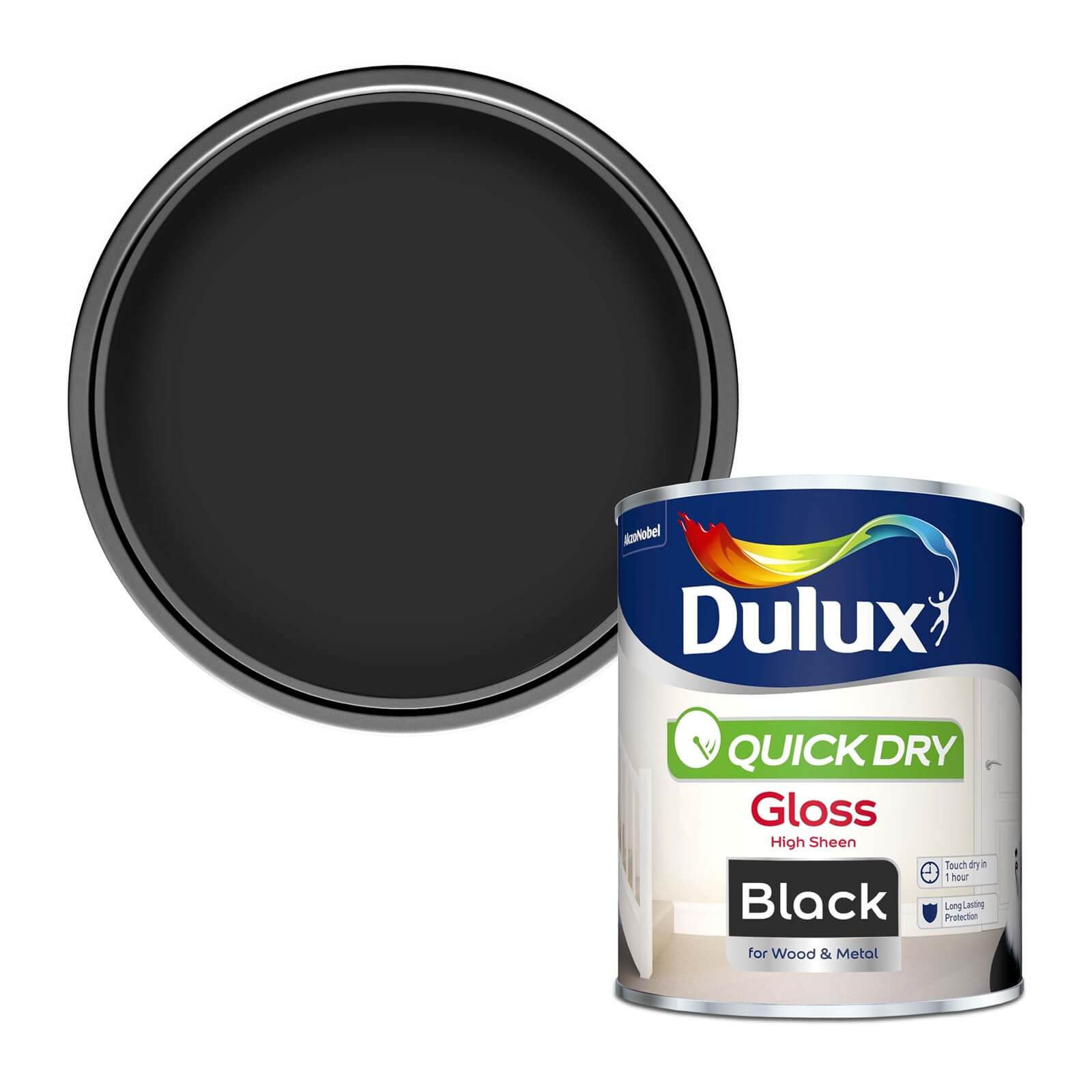 Photo of Dulux Quick Dry Gloss Paint - Black - 750ml