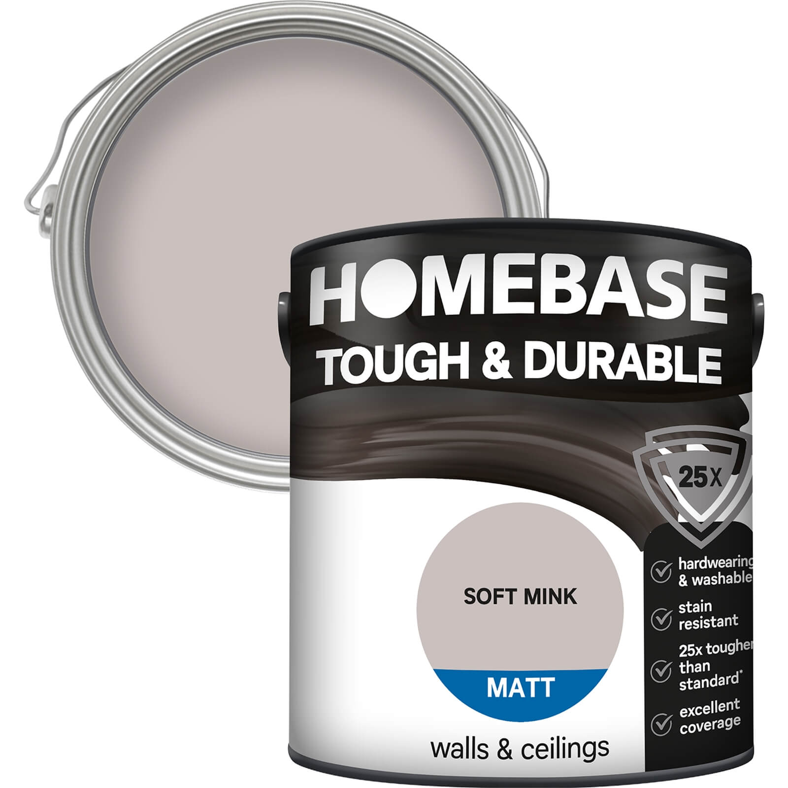 Photo of Homebase Tough & Durable Matt Paint - Soft Mink 2.5l