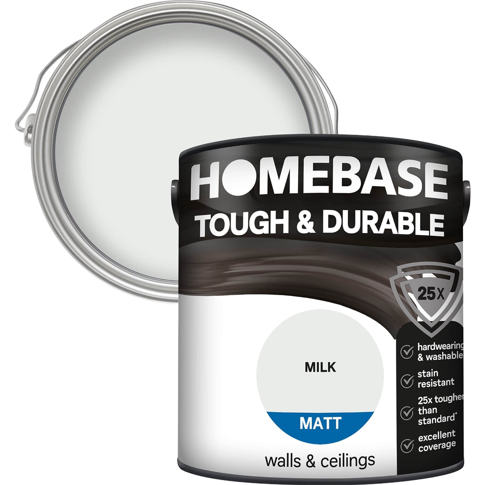 Photo of Homebase Tough & Durable Matt Paint - Milk 2.5l