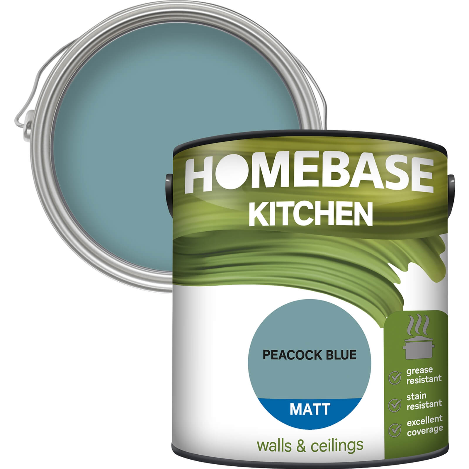 Photo of Homebase Kitchen Matt Paint - Peacock Blue 2.5l