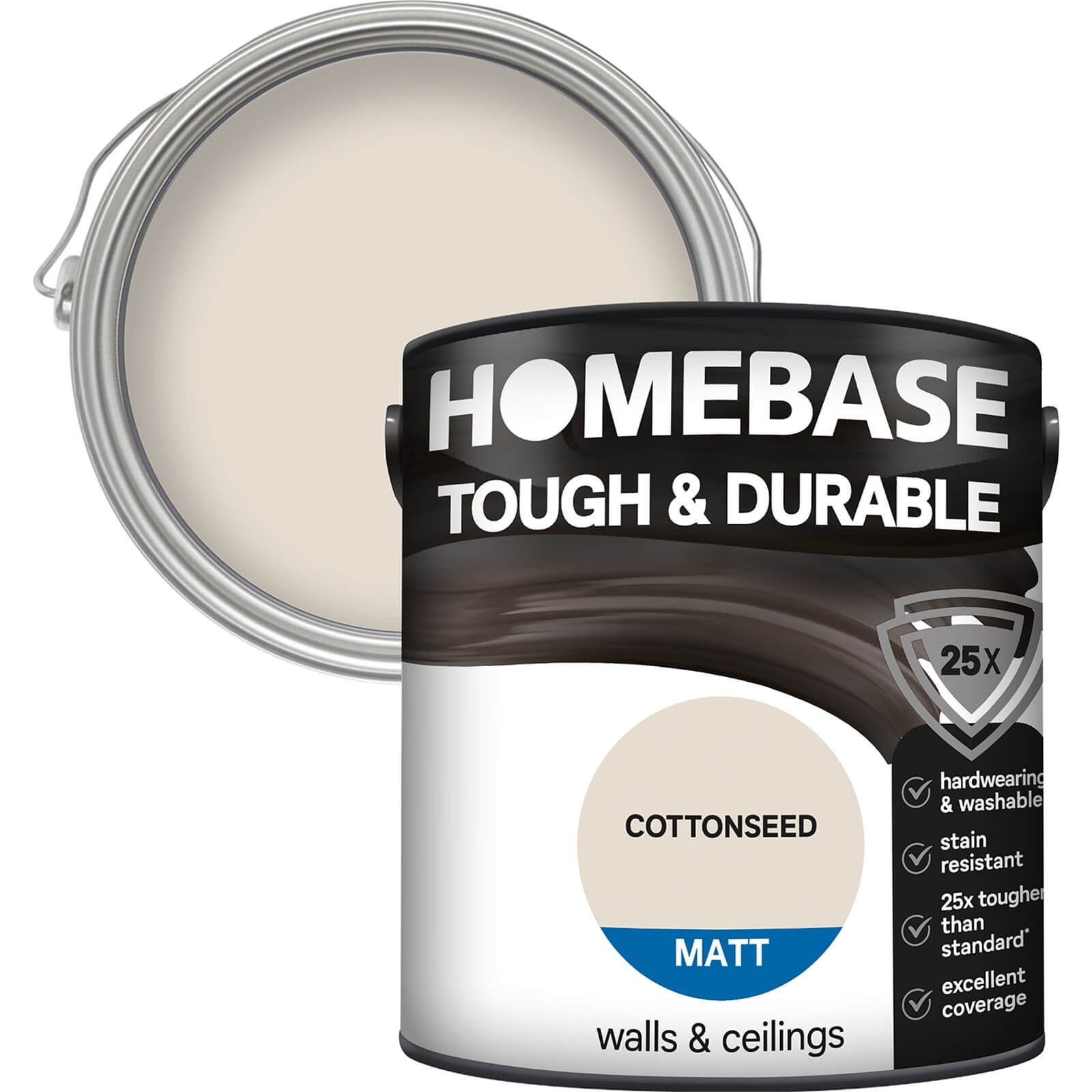 Photo of Homebase Tough & Durable Matt Paint - Cottonseed 2.5l