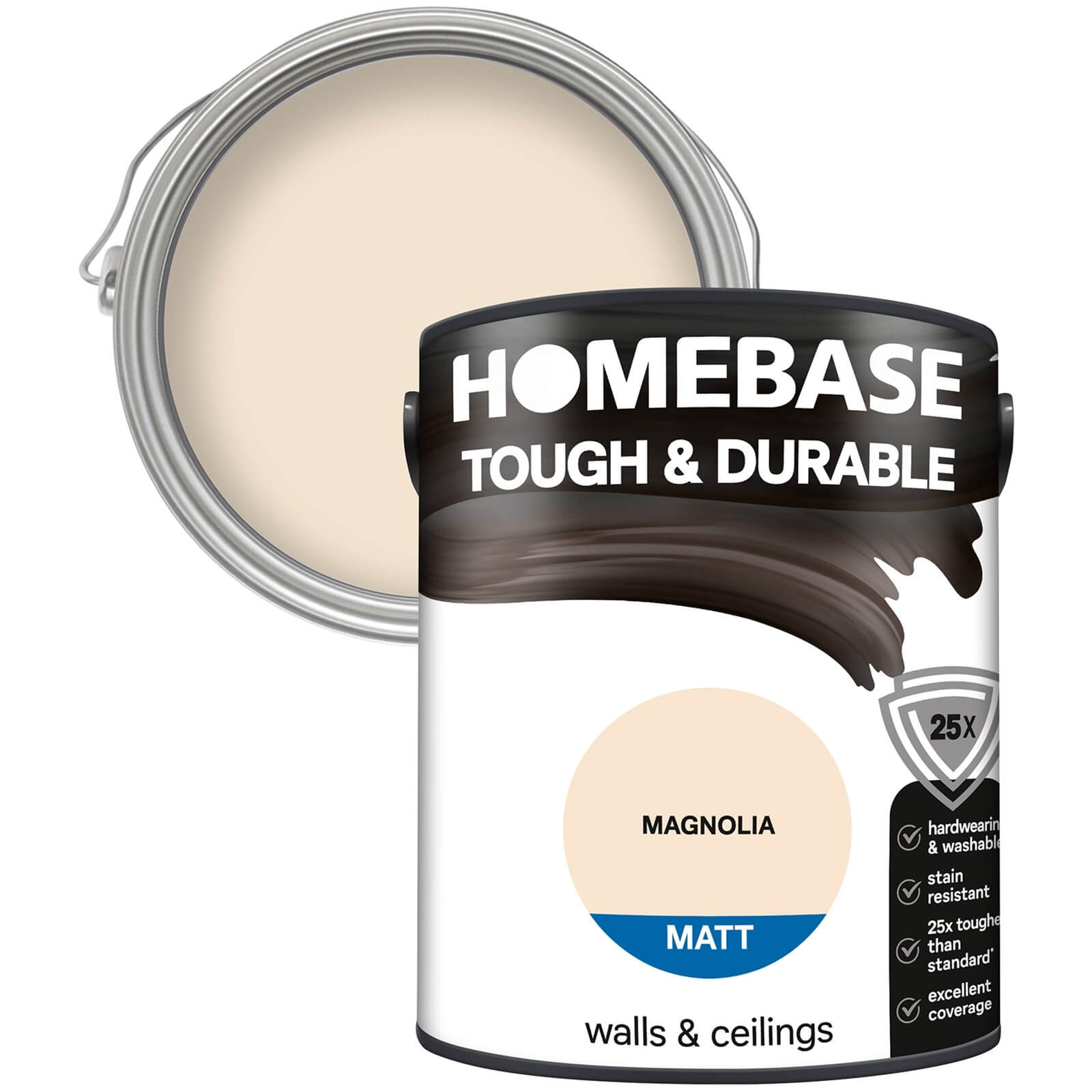 Homebase Tough & Durable Matt Paint Magnolia - 5L