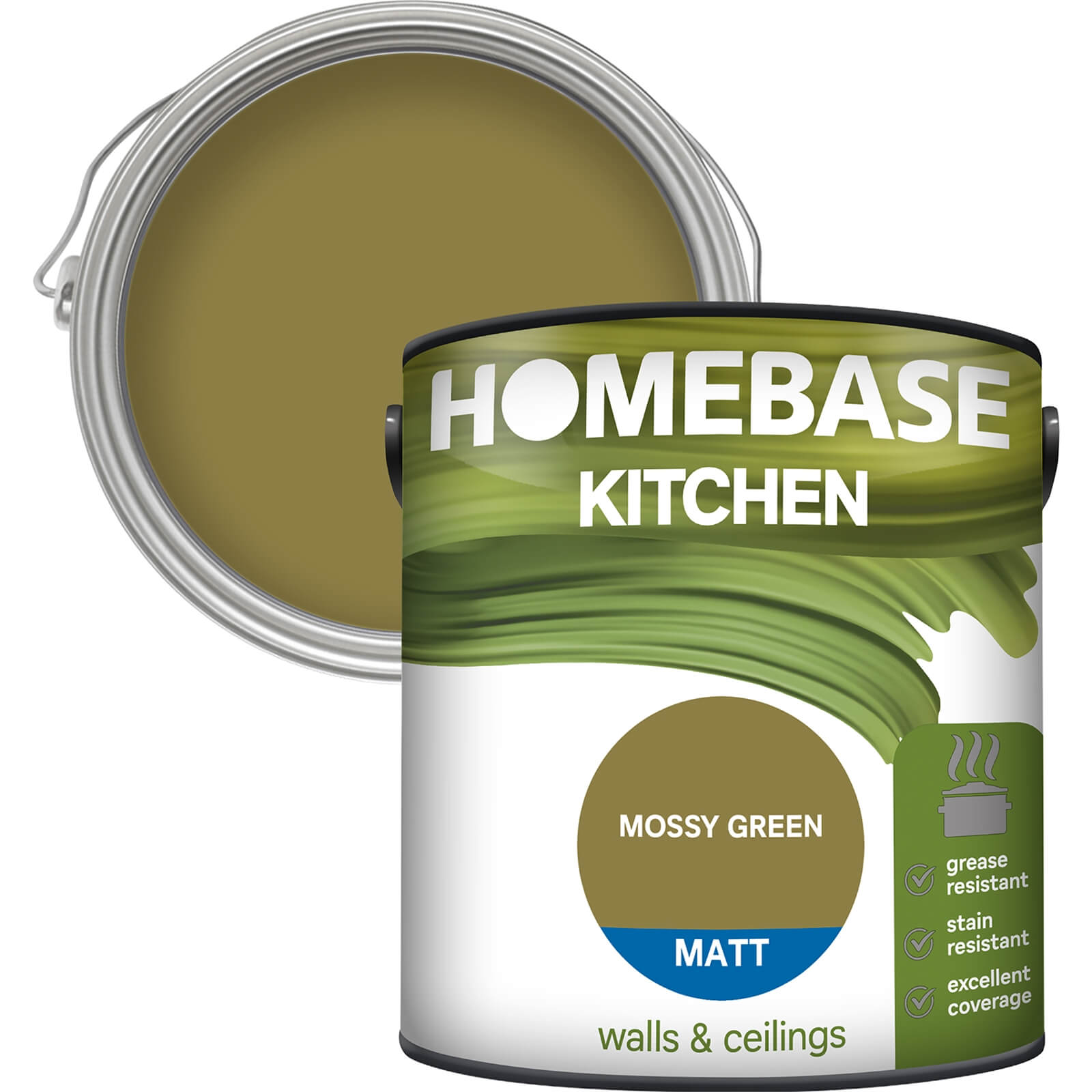 Photo of Homebase Kitchen Matt Paint - Moss Green 2.5l