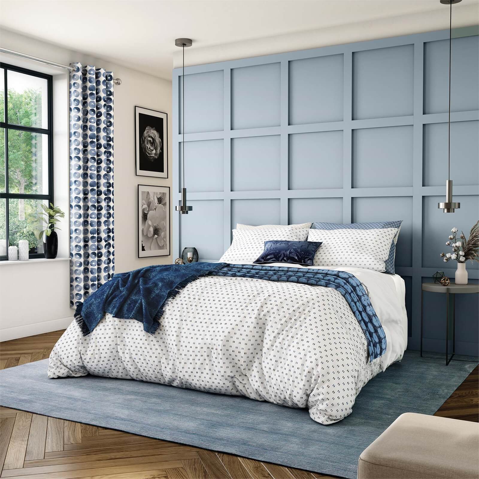 Woven Dash Cover Set - Double - Indigo