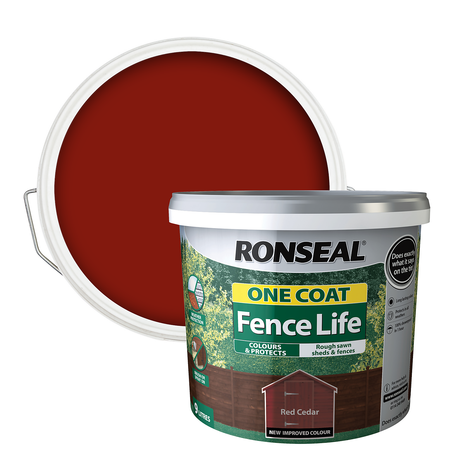 Photo of Ronseal One Coat Fence Life Paint Red Cedar - 9l