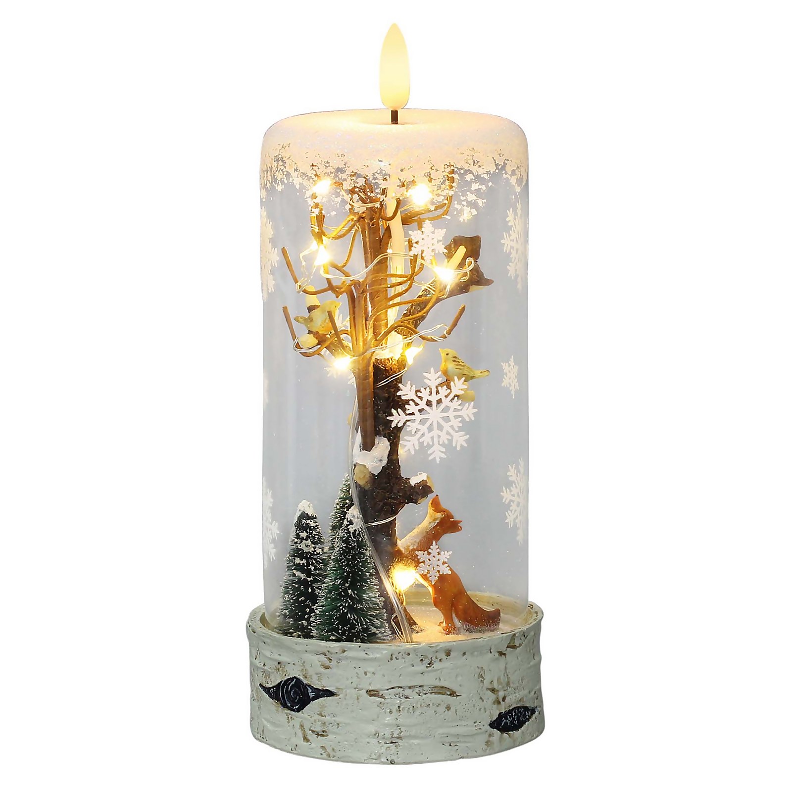 Photo of Christmas Woodland Scene Light Up Glass Christmas Decoration -battery Operated-