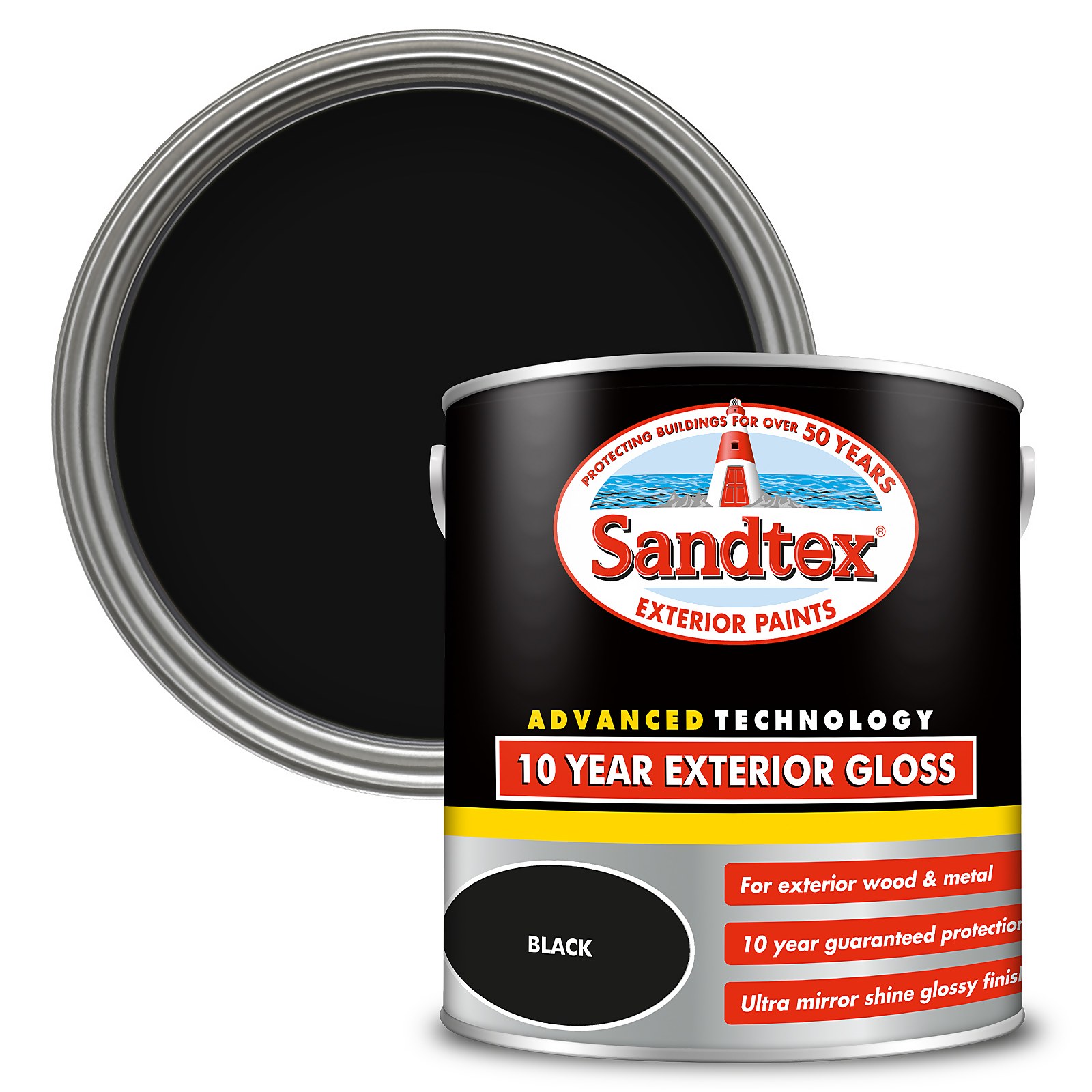 Sandtex 10 Year Gloss Paint Charcoal Black - 2.5L