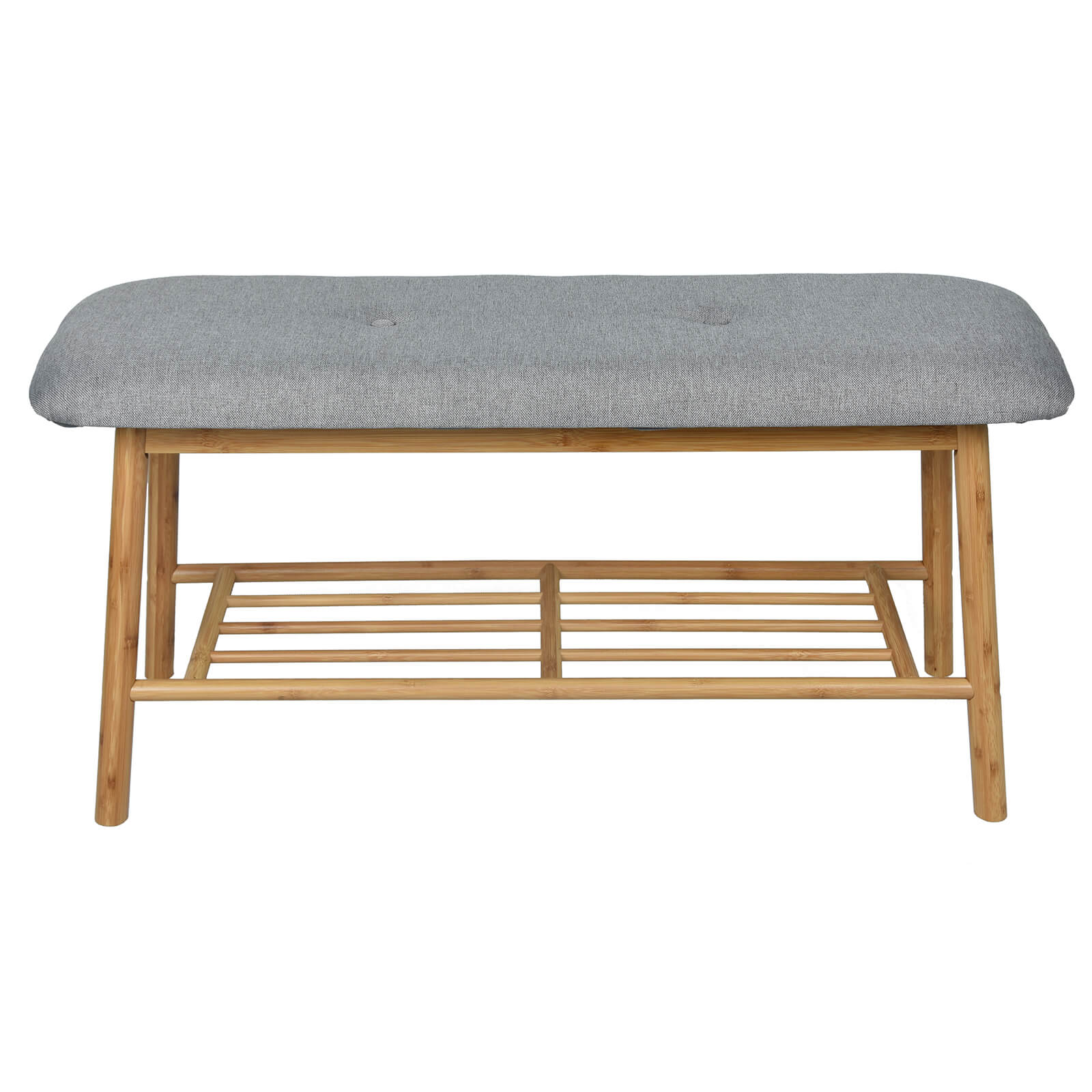 Photo of Bamboo Shoe Bench With Grey Cushion Seat