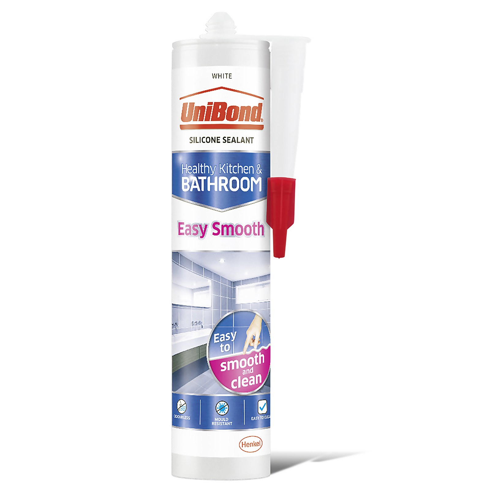 UniBond Easy Smooth Kitchen and Bathroom Sealant - White Cartridge 371g