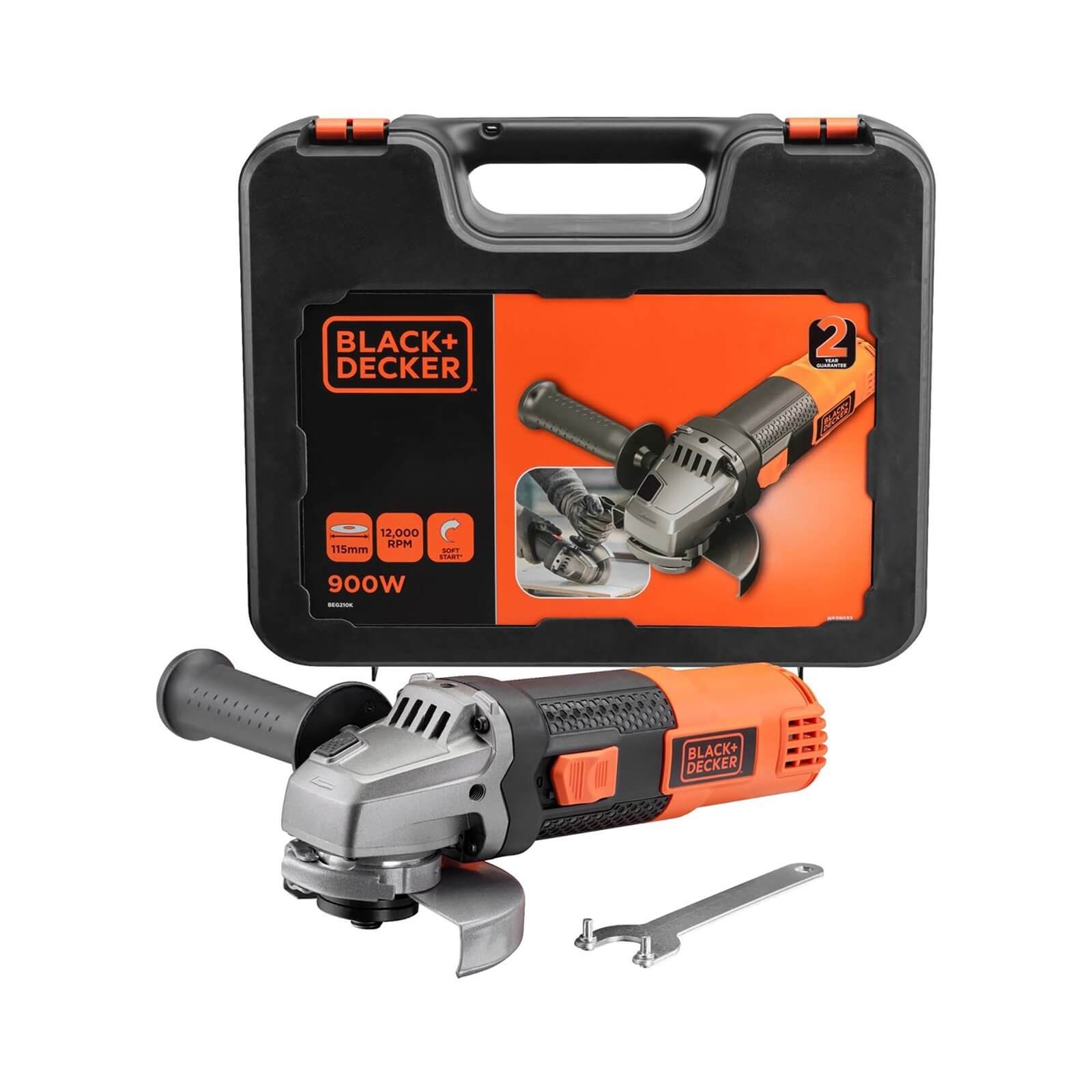 Photo of Black+decker 115mm 900w Corded Angle Grinder With Kit Box -beg210k-gb-