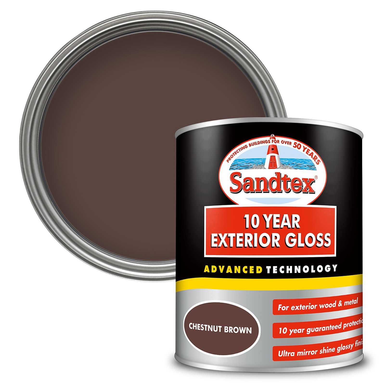 Sandtex 10 Year Gloss Paint Chestnut Brown - 750ml
