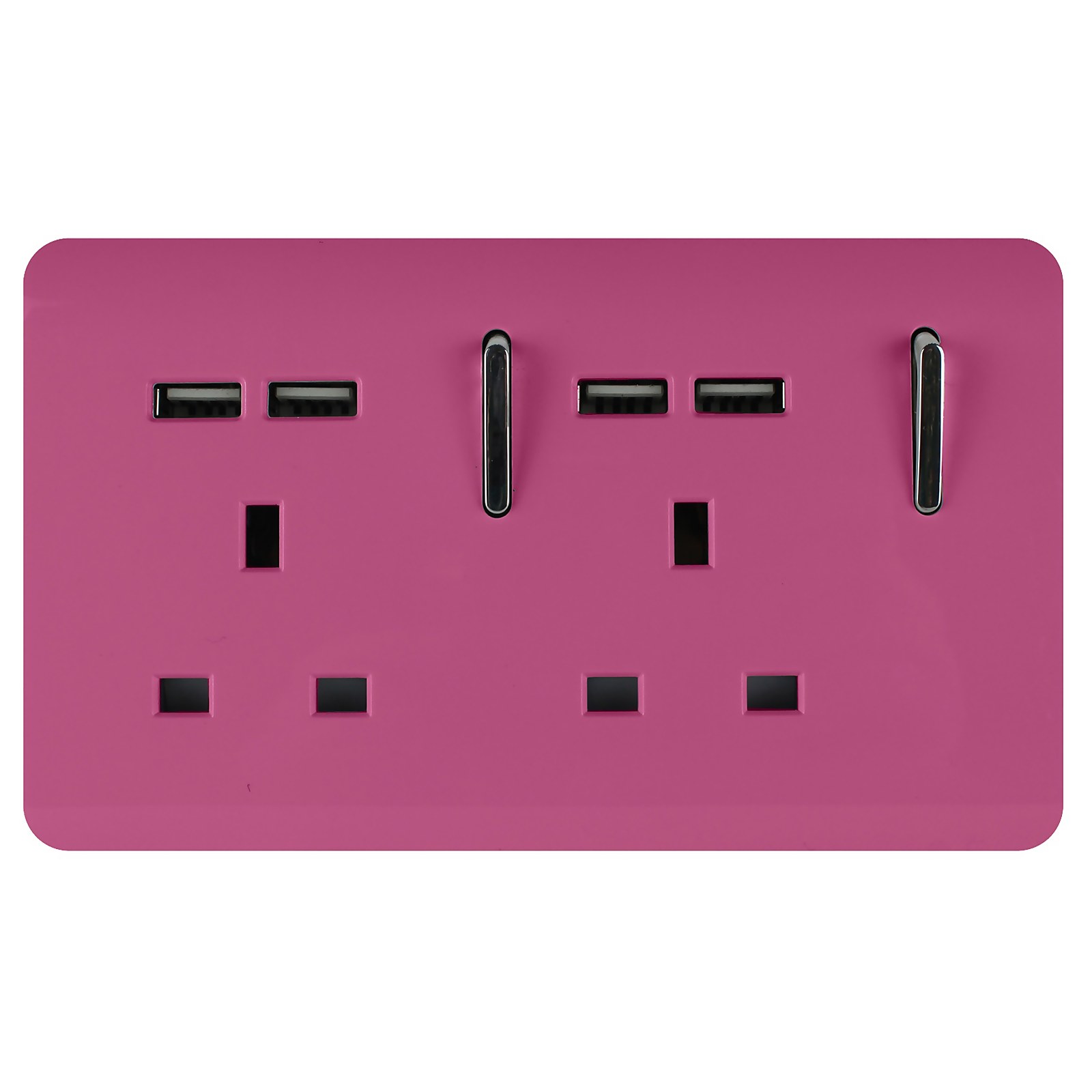 Photo of Trendi Switch 2 Gang 13amp Socket -inc. Usb Ports- In Pink