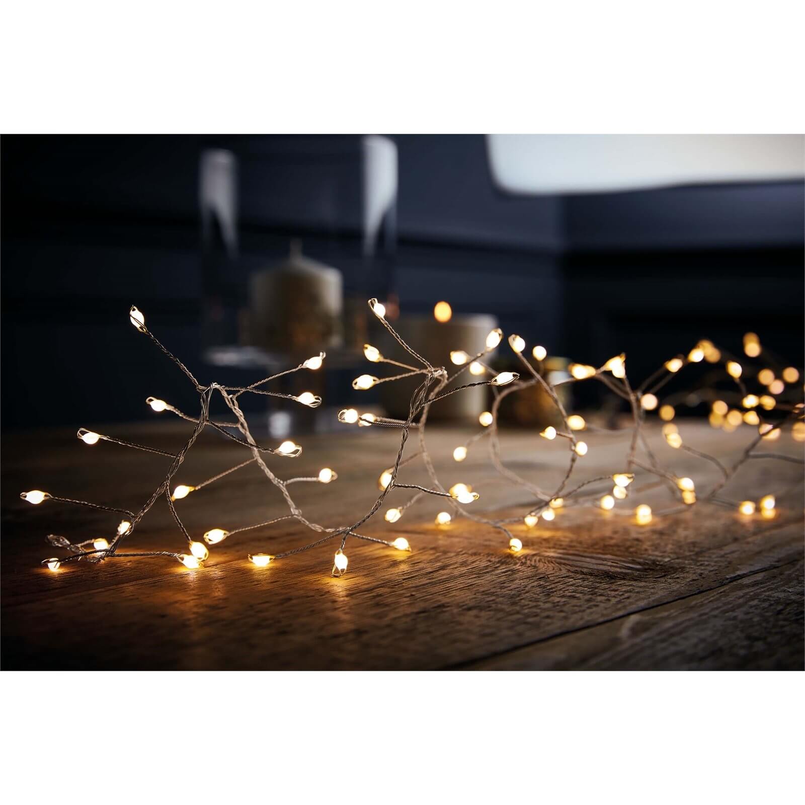 Photo of 240 Large Led Silver Copper Wire Garland Christmas Lights - Warm White