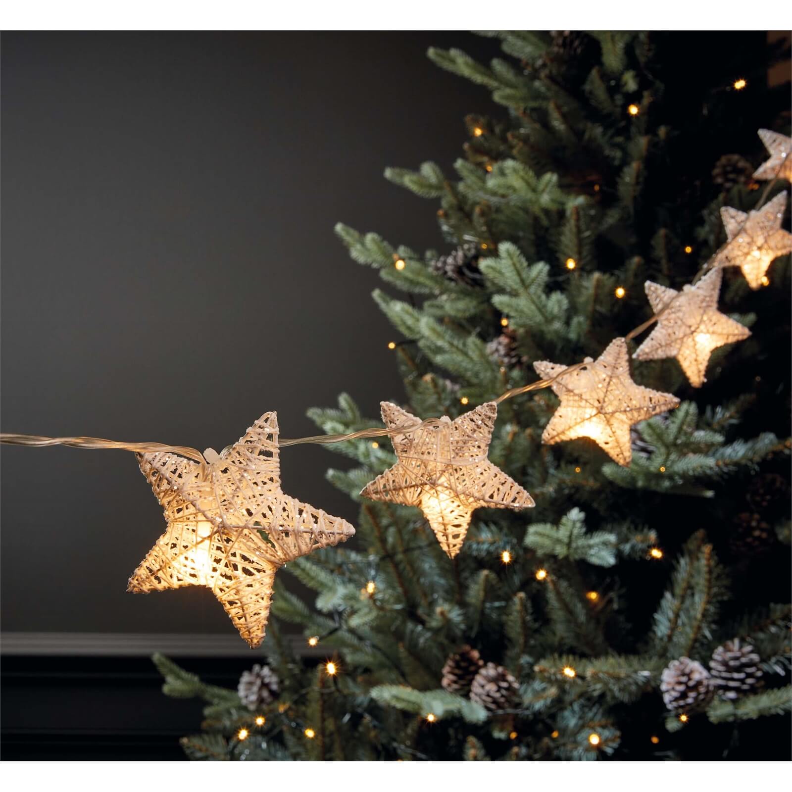Photo of 10 White Glitter Star Christmas String Lights -battery Operated-