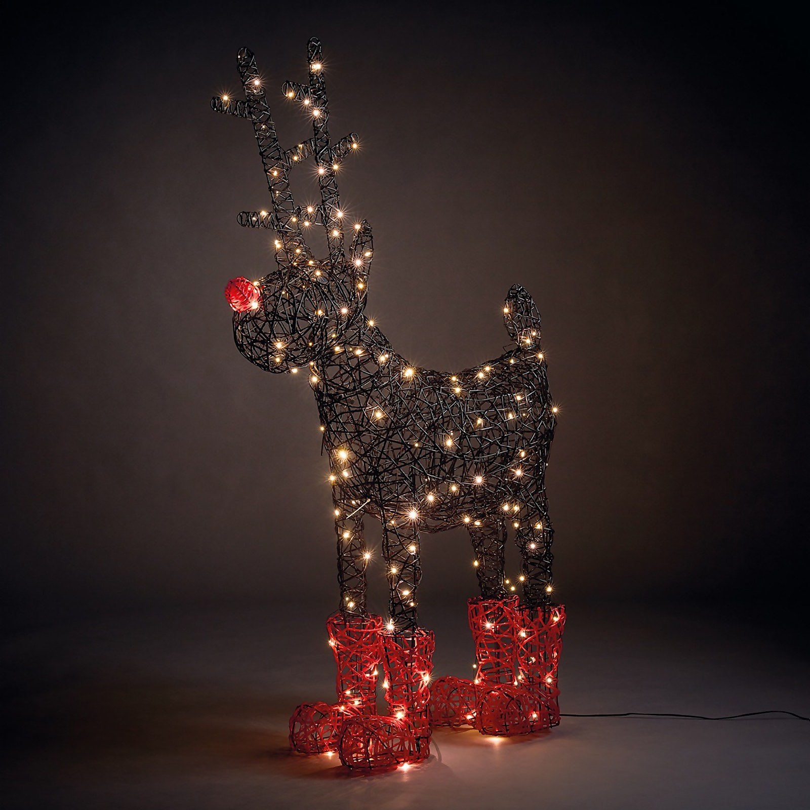 Photo of Rudolph Reindeer Rattan Effect Led Warm White 3d Outdoor Christmas Light Decoration - 122cm