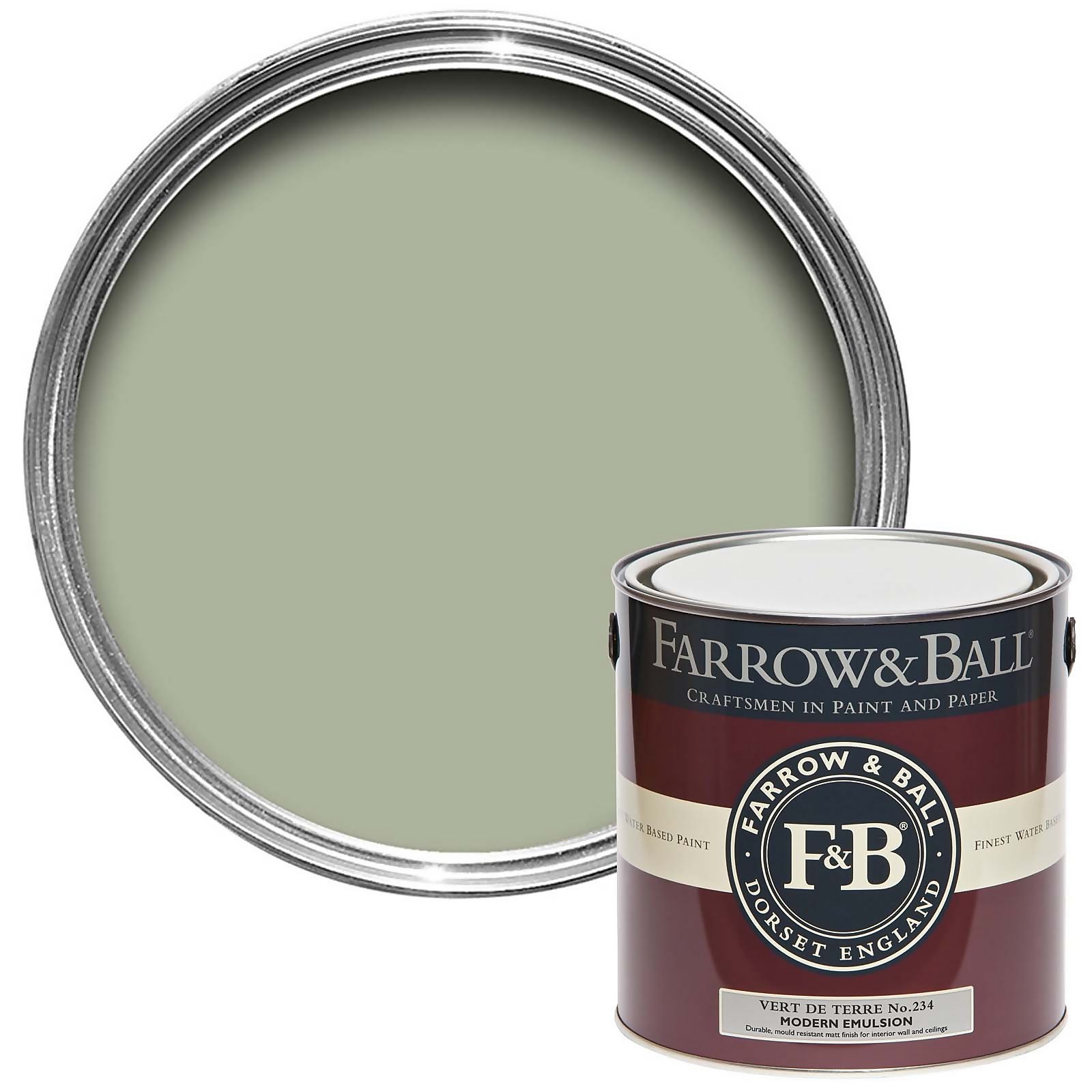 Farrow & Ball Modern Matt Emulsion Paint Vert De Terre No.234 - 2.5L