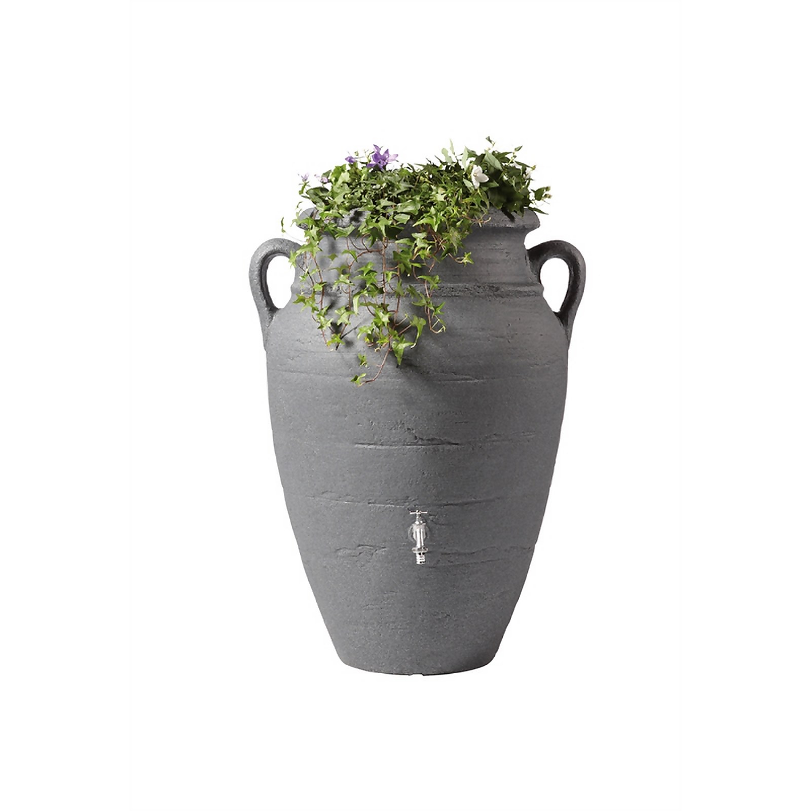 250 Litre Antique Amphora Water Butt with Planter in Dark Granite