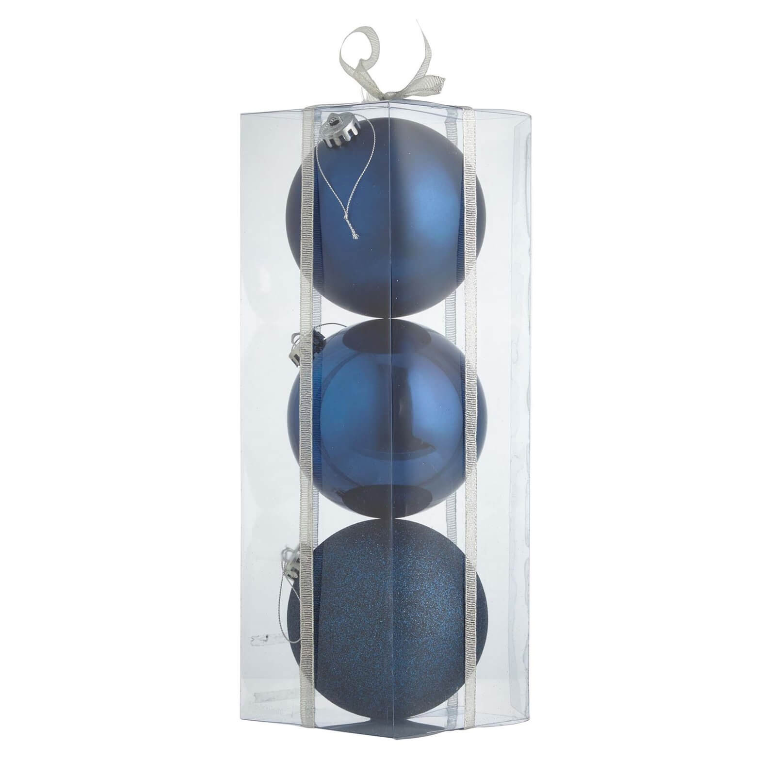 Photo of Large Dark Blue Shatterproof Christmas Tree Baubles - Pack Of 3