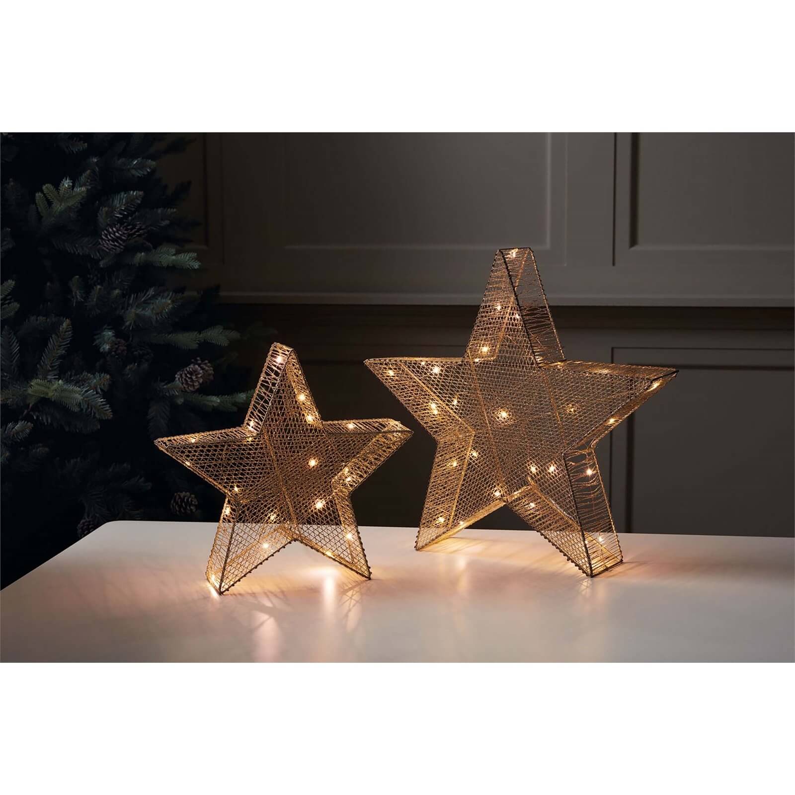 Photo of Gold Stars Christmas Light Decoration - Set Of 2