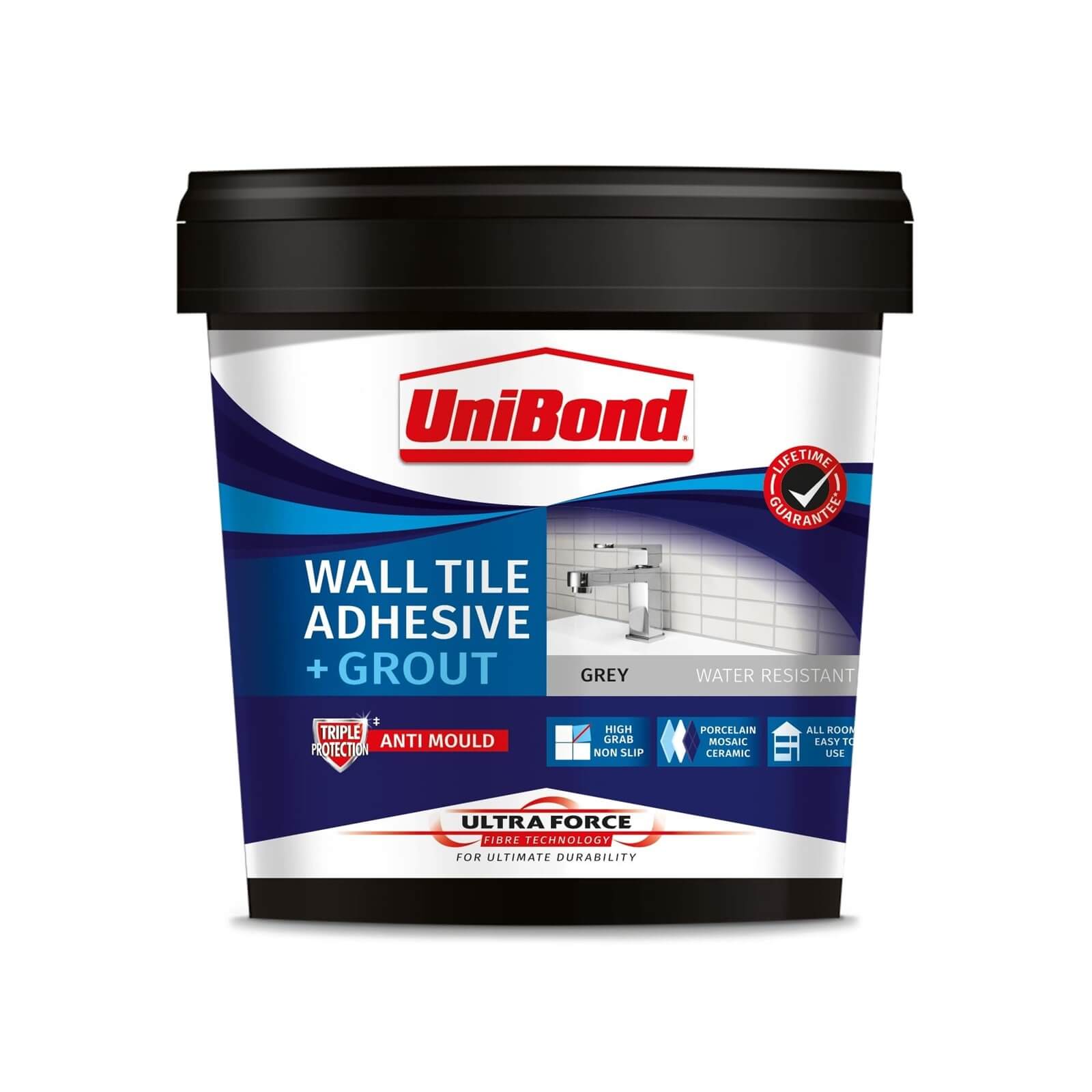 Photo of Unibond Ultraforce Wall Tile Adhesive & Grout Grey 1.38kg