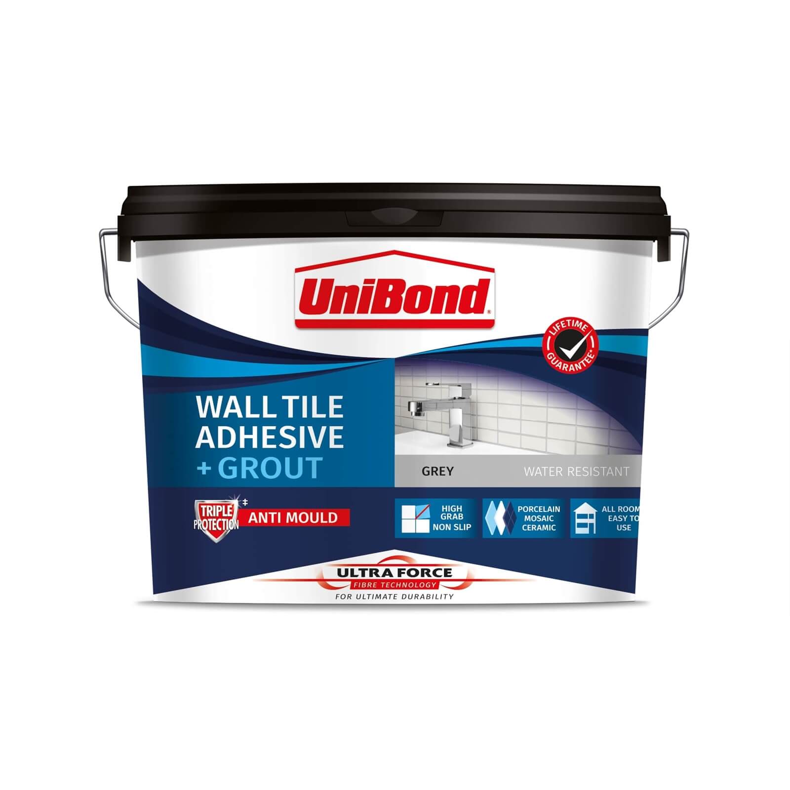 Photo of Unibond Ultraforce Wall Tile Adhesive & Grout Grey 12.8kg