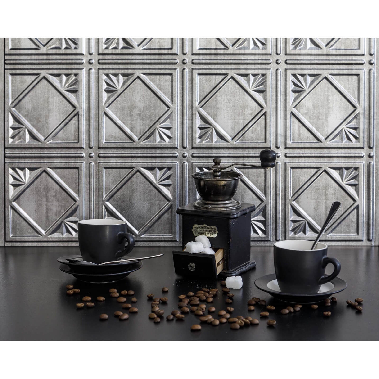 Photo of Innovera Decor 3d Design Wall Tile - Kitchen Splashback Cladding Panels -art Nouveau - Silver- Set Of 6-