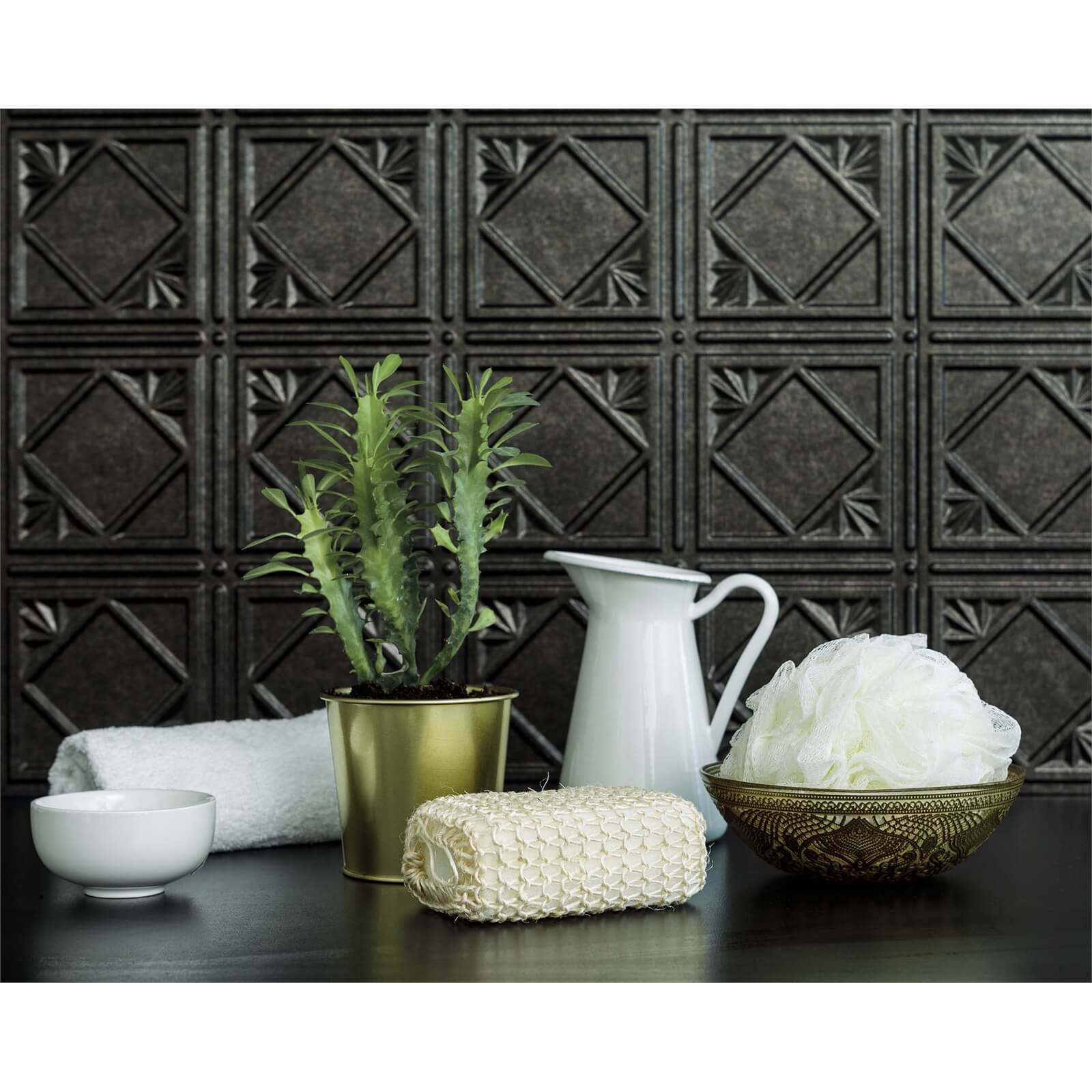 Photo of Innovera Decor 3d Design Wall Tile - Kitchen Splashback Cladding Panels -art Nouveau - Smoked Pewter- Set Of 6-