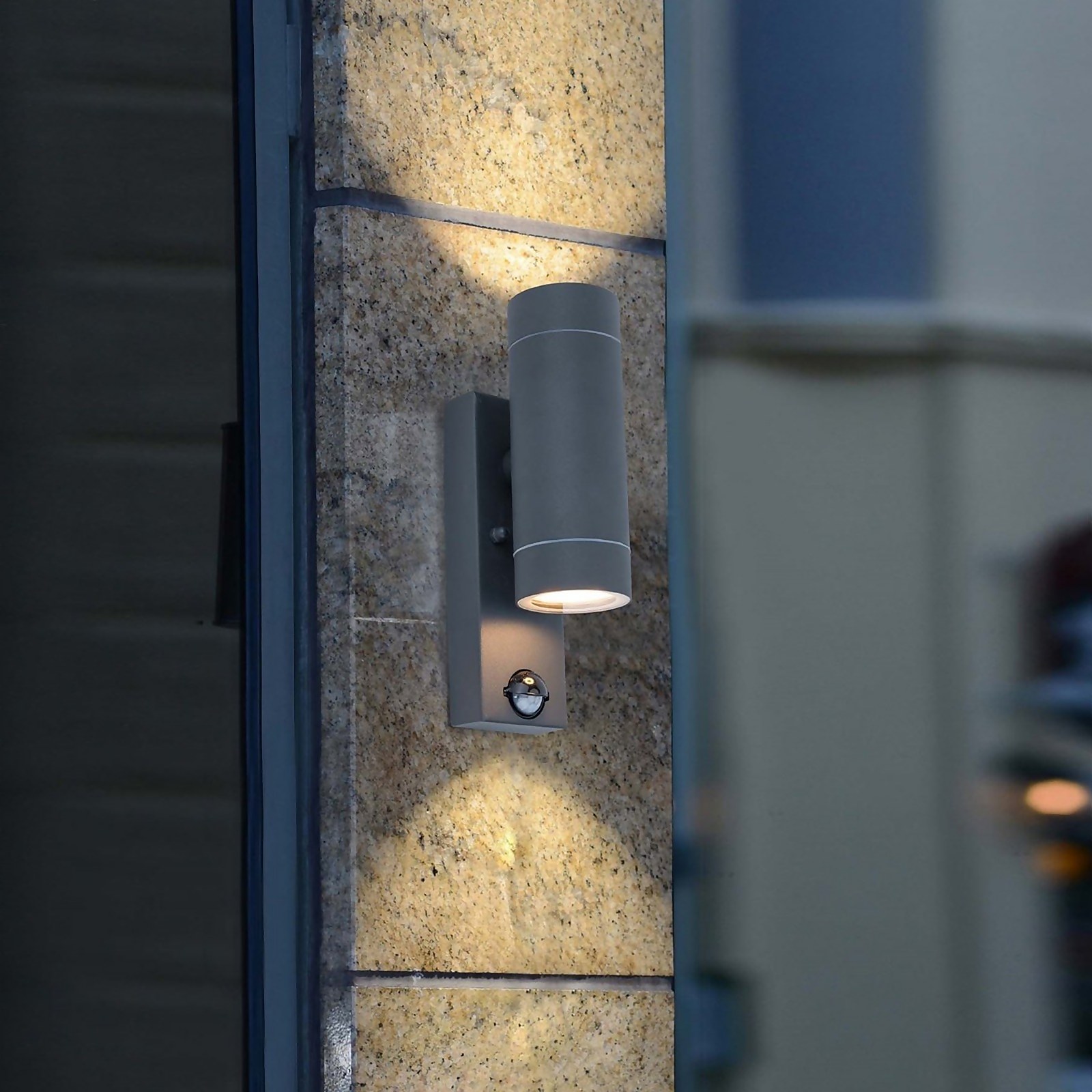 Photo of Lutec Rado Up & Down Outdoor Wall Light With Pir Motion Sensor - Black