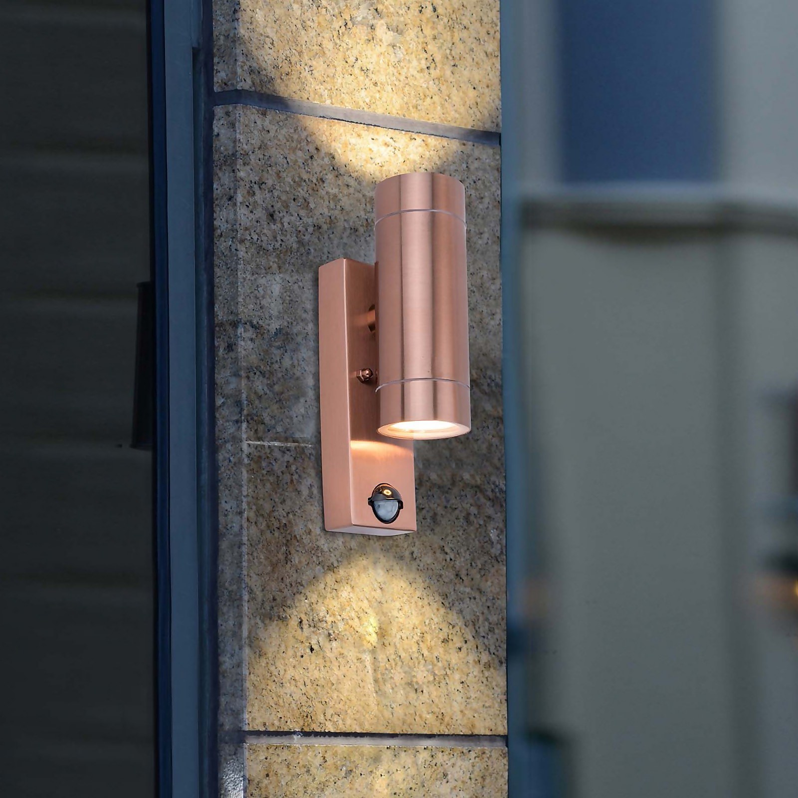 Photo of Lutec Rado Up & Down Outdoor Wall Light With Pir Motion Sensor - Copper