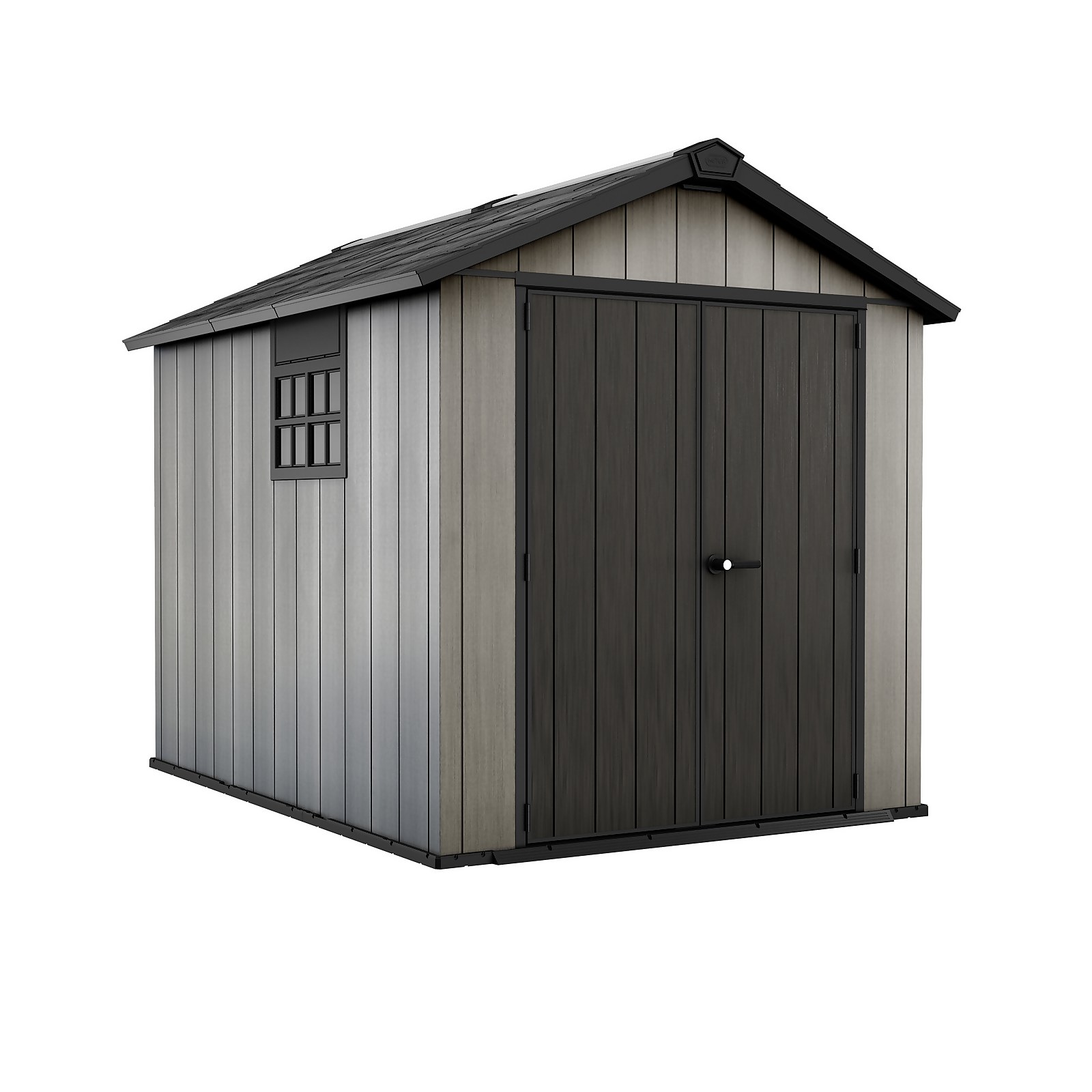 Keter Oakland 7.5 x 9ft Outdoor Garden Apex Storage Shed - Grey