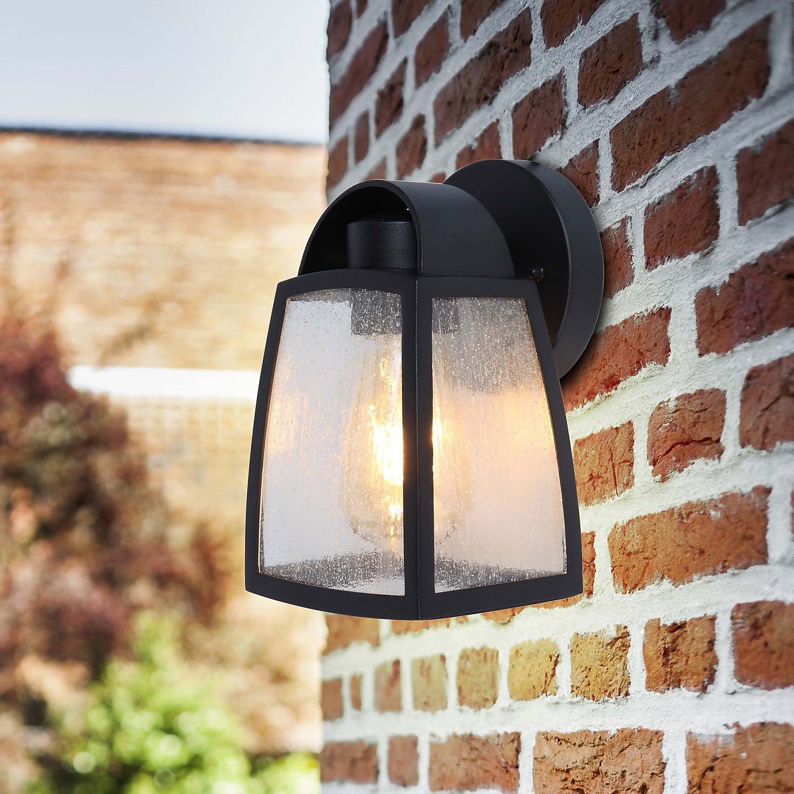 Photo of Lutec Kelsey Outdoor Wall Lantern - Black