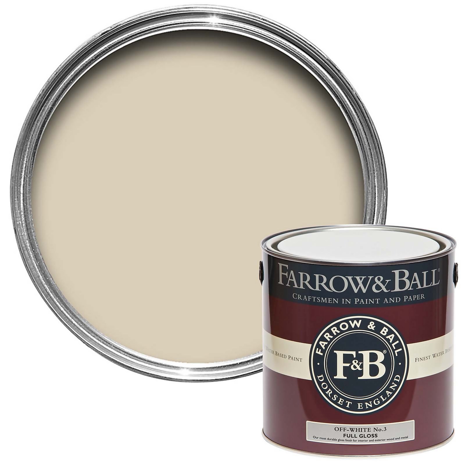 Farrow & Ball Full Gloss Paint Off-White No.3 - 2.5L