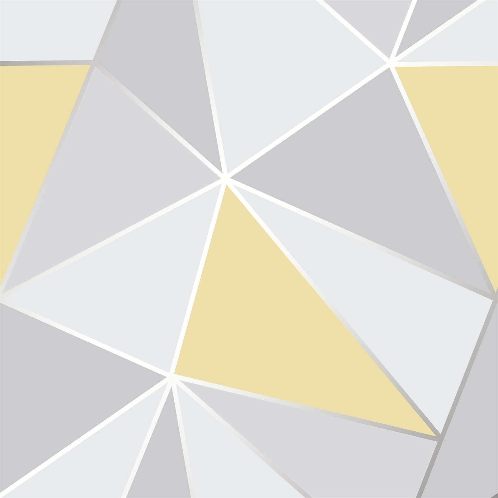 Photo of Fresco Apex Geometric Wallpaper - Yellow & Metallic Silver
