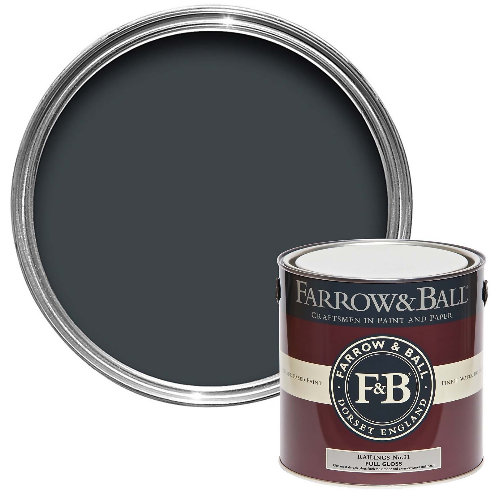 Farrow & Ball Full Gloss Paint Railings No.31 - 2.5L