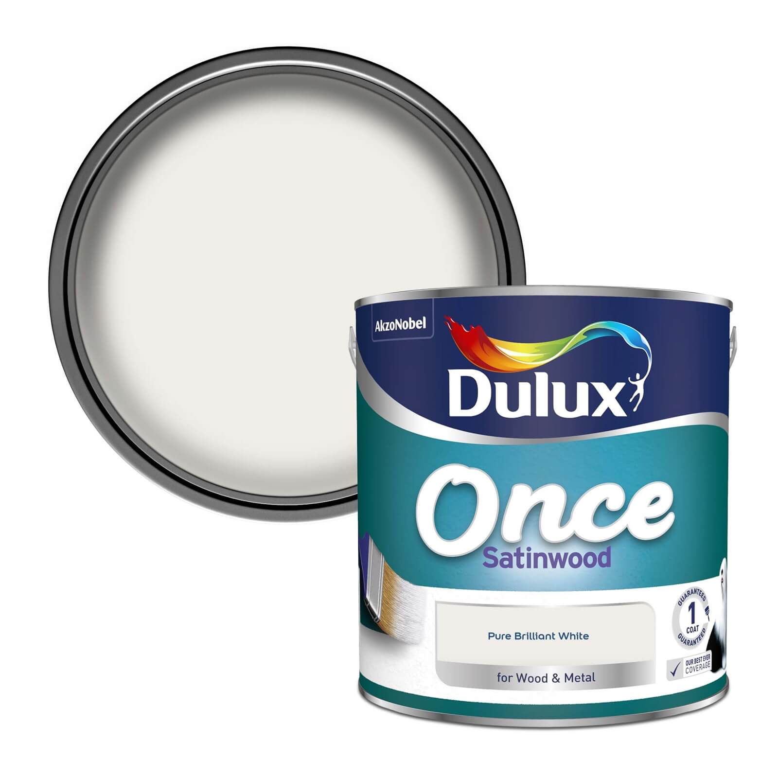 Photo of Dulux Once Pure Brilliant White - Satinwood Paint - 2.5l